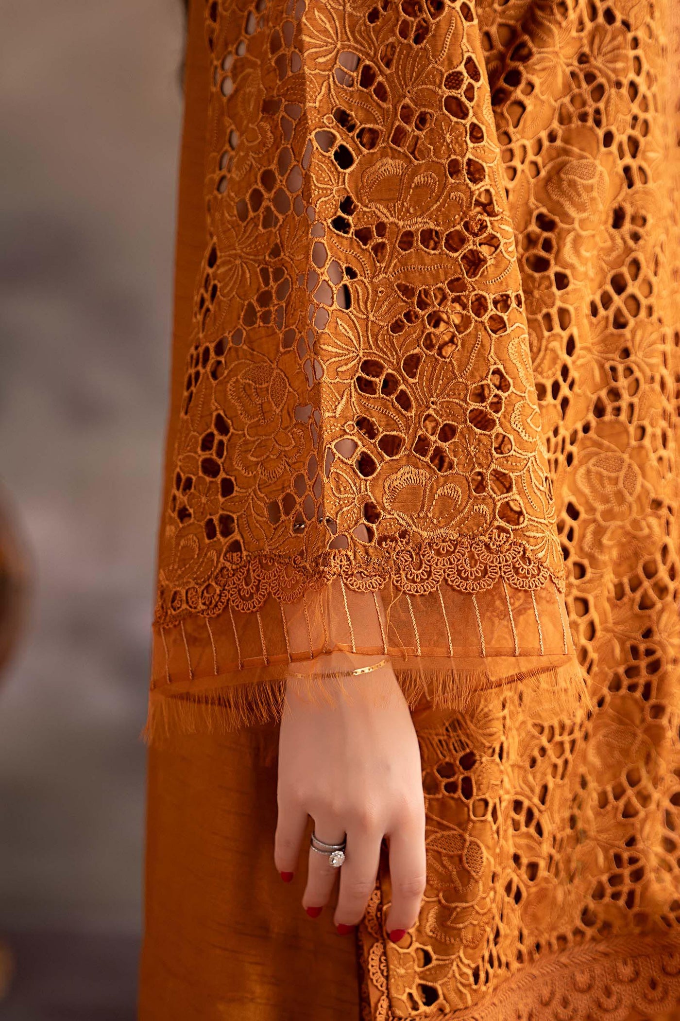 3 Piece Embroidered Tissue Silk Suit