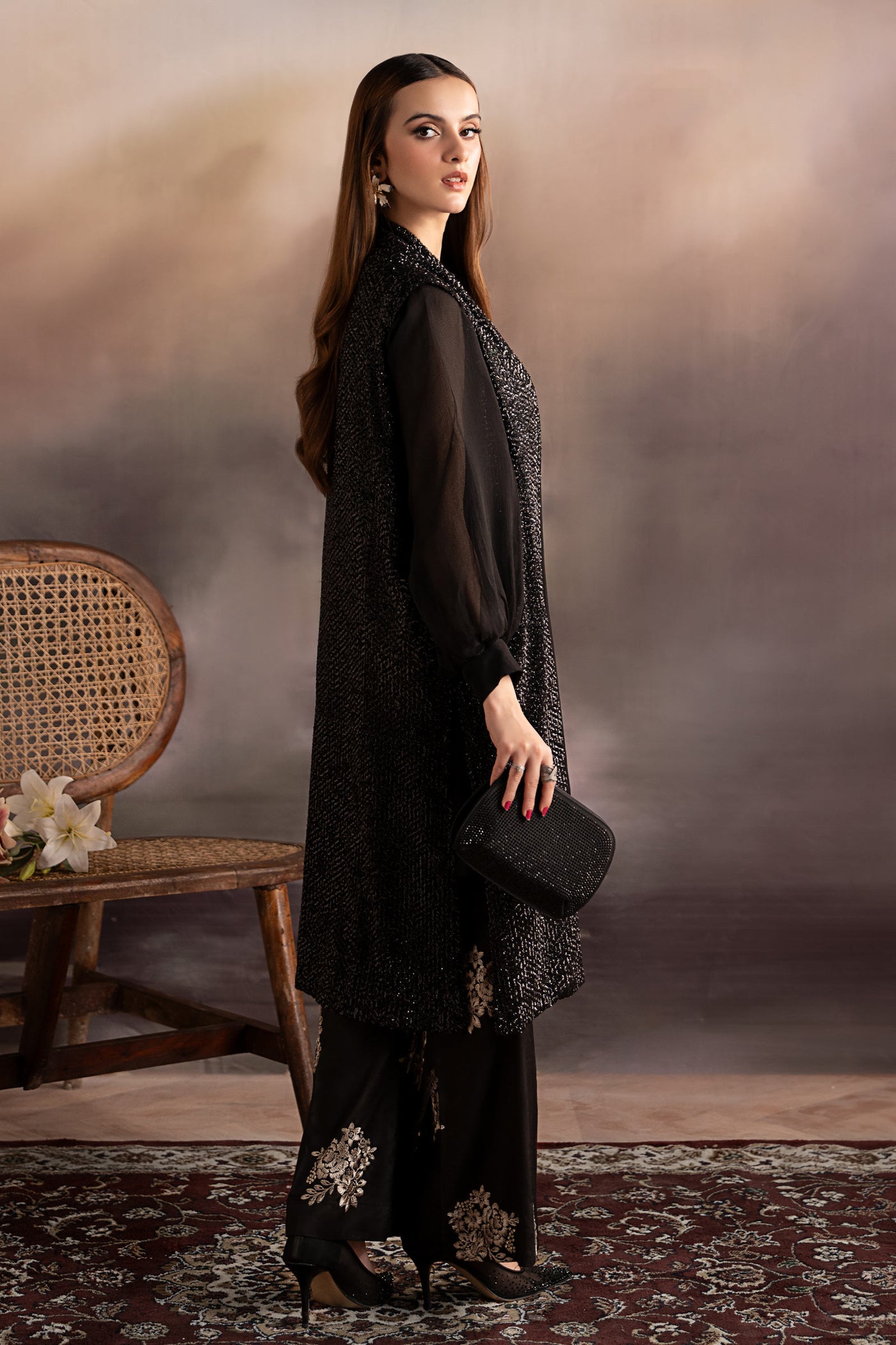 3 Piece Embroidered Chiffon Suit