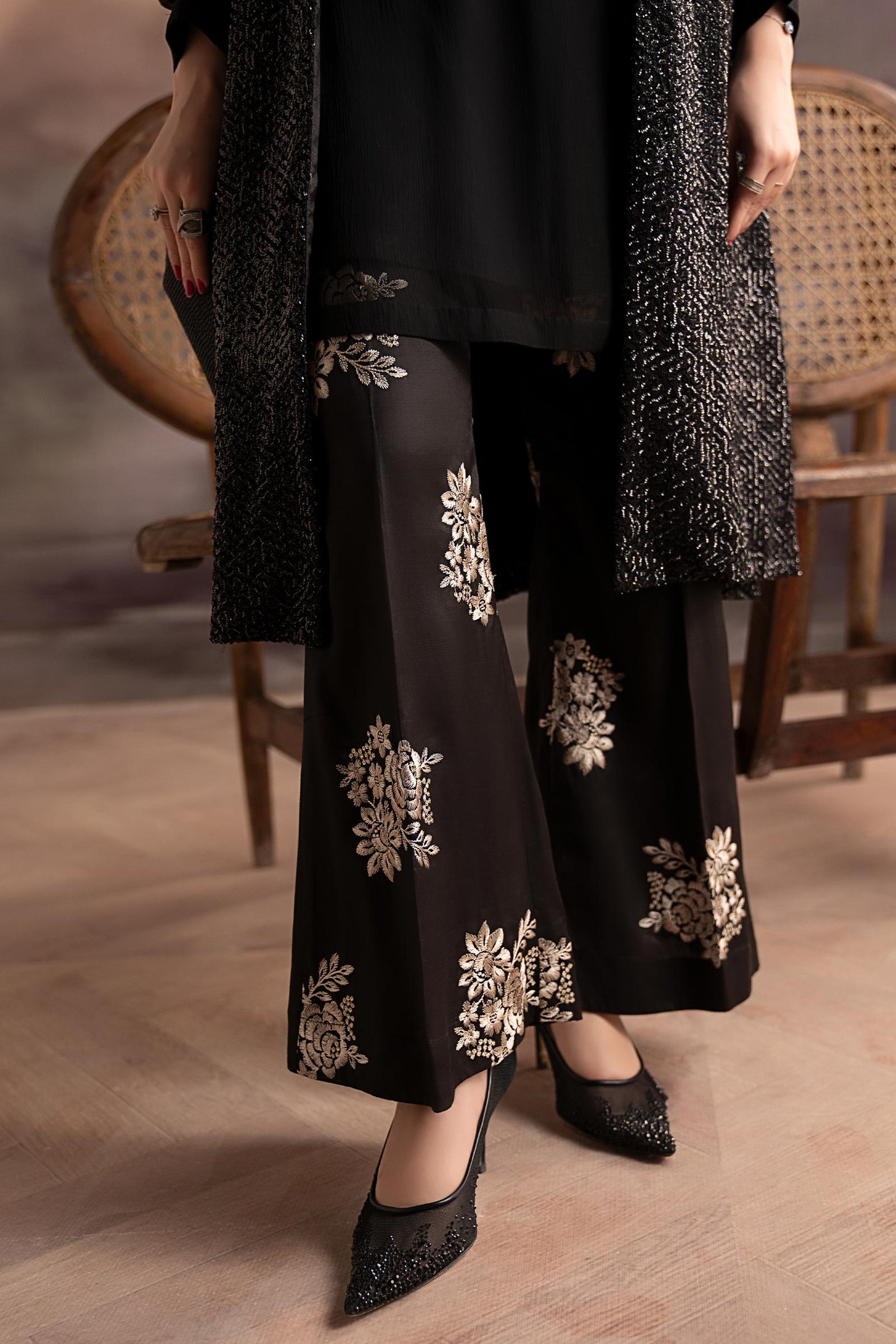 3 Piece Embroidered Chiffon Suit