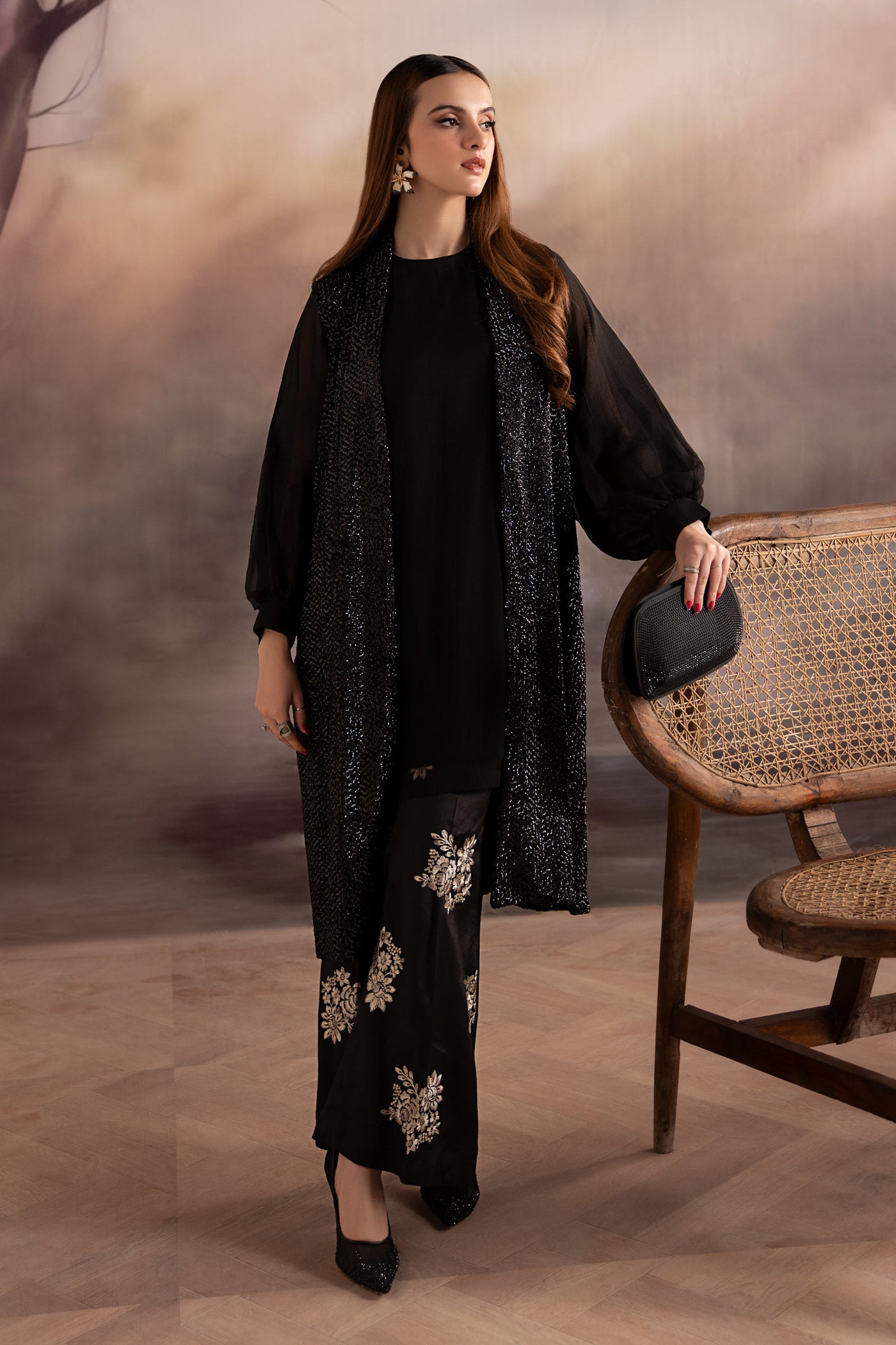 3 Piece Embroidered Chiffon Suit