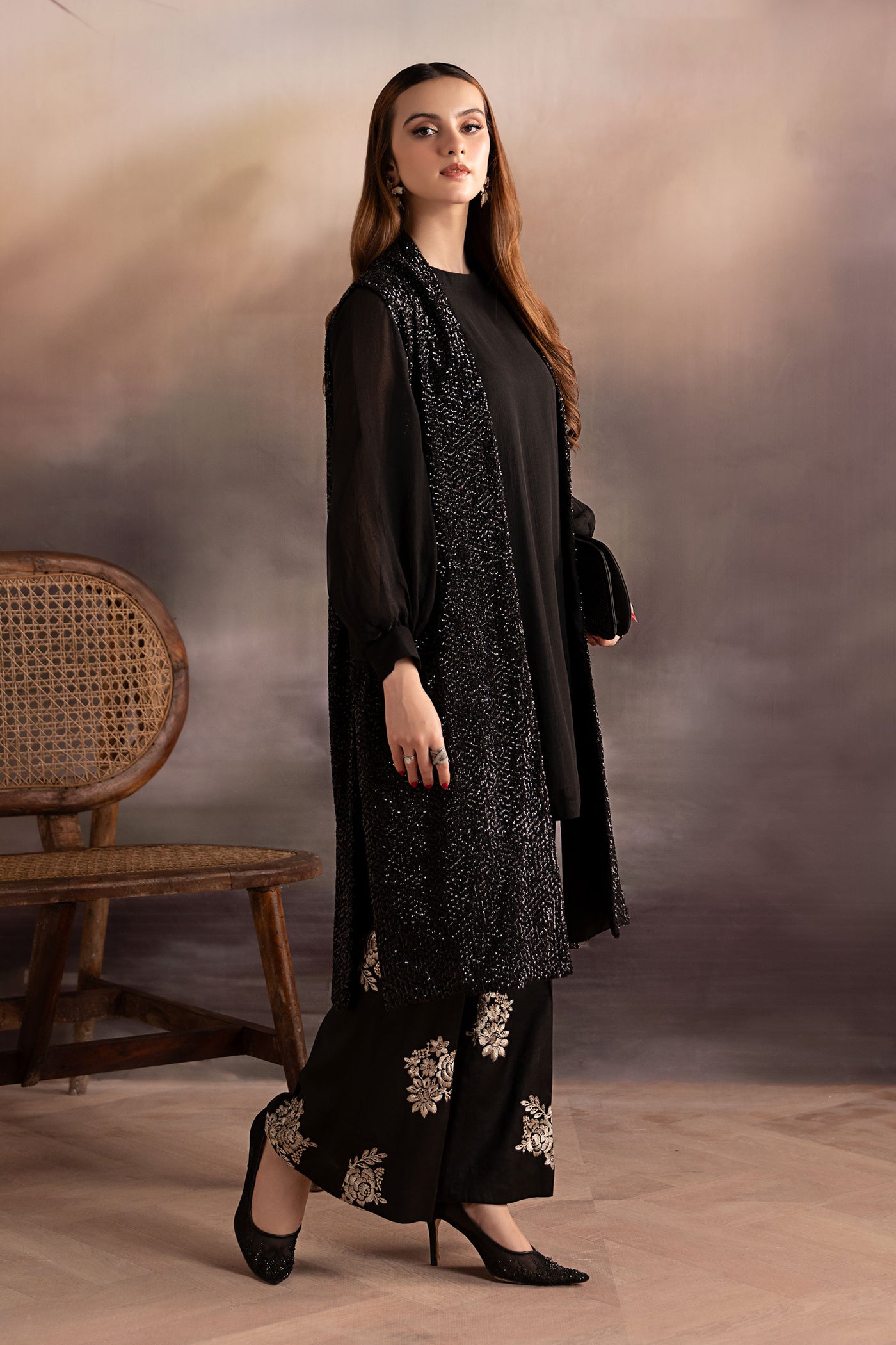 3 Piece Embroidered Chiffon Suit