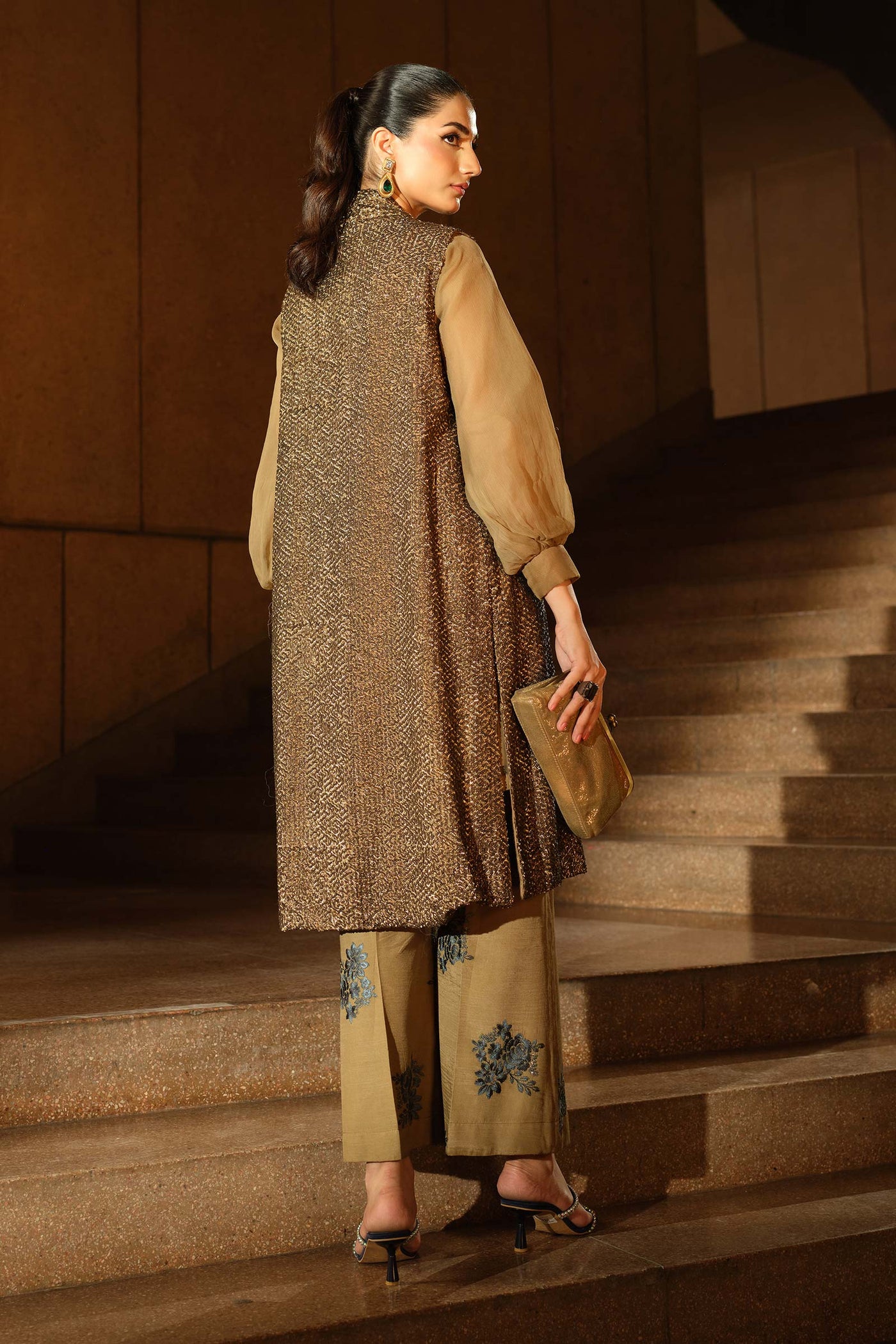 3 Piece Embroidered Chiffon Suit