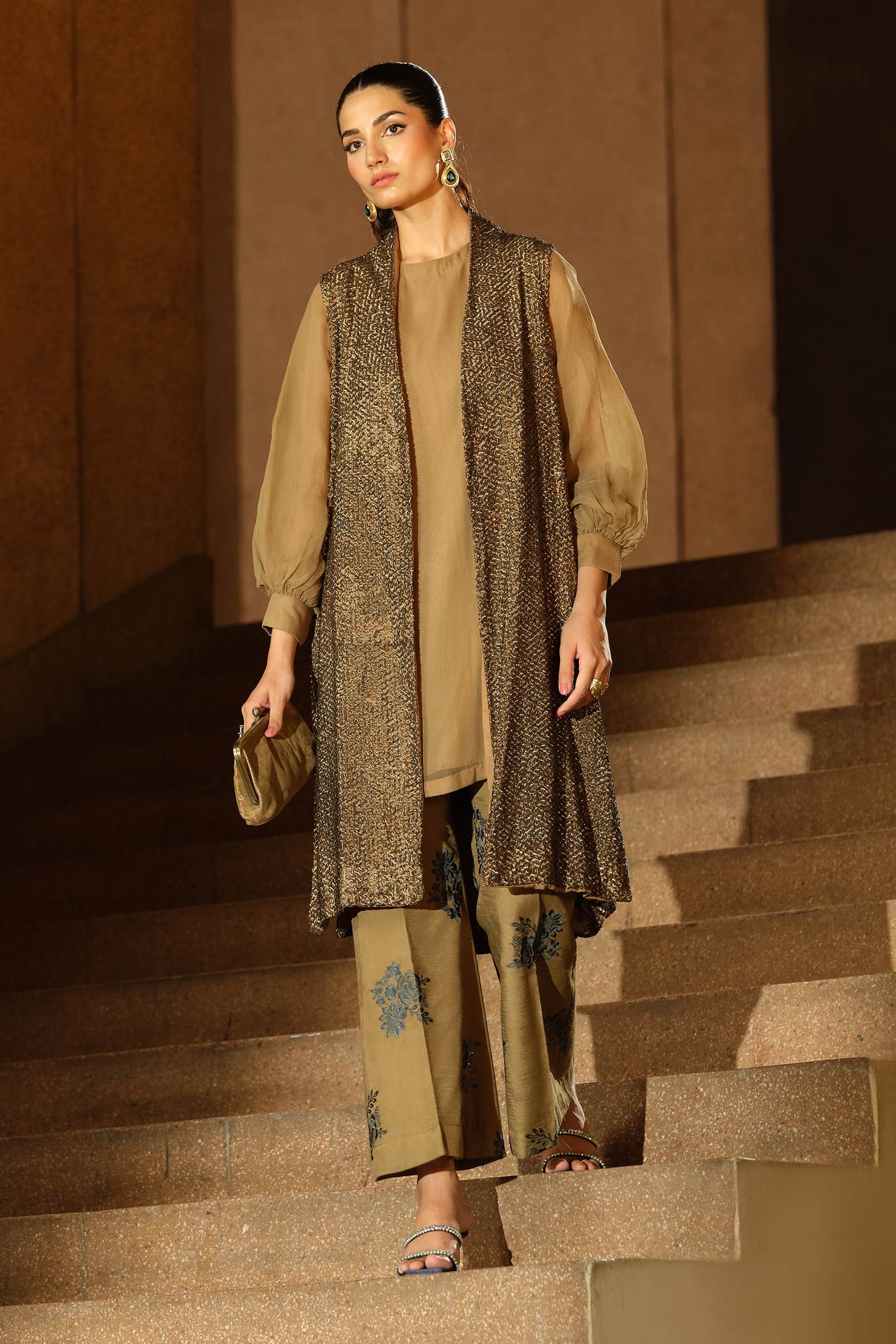 3 Piece Embroidered Chiffon Suit