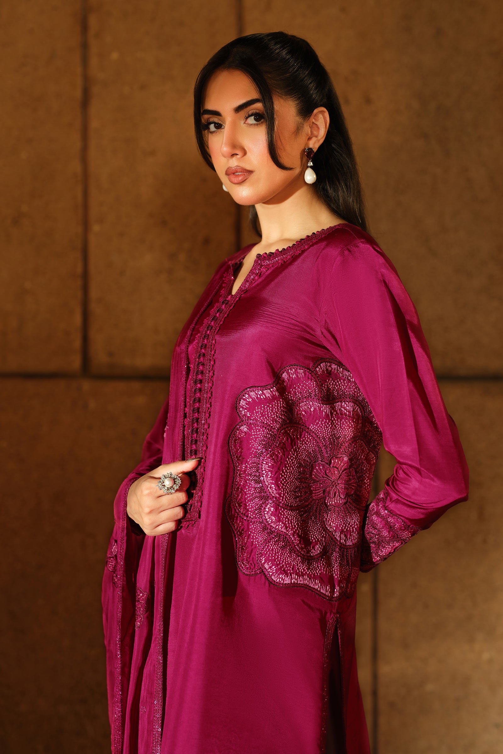 3 Piece Embroidered Tissue Silk Suit
