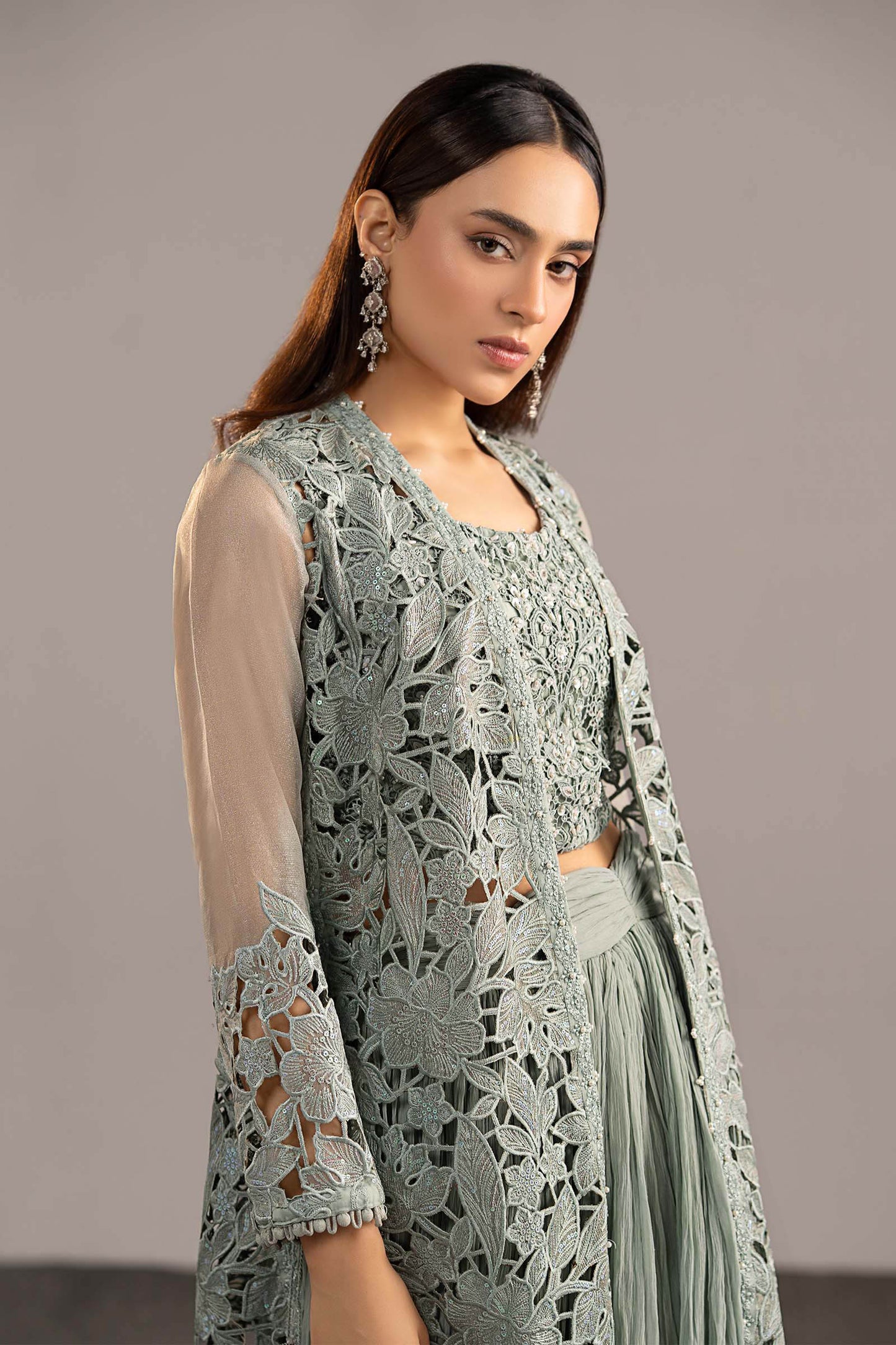 3 Piece Embroidered Zari Organza Suit