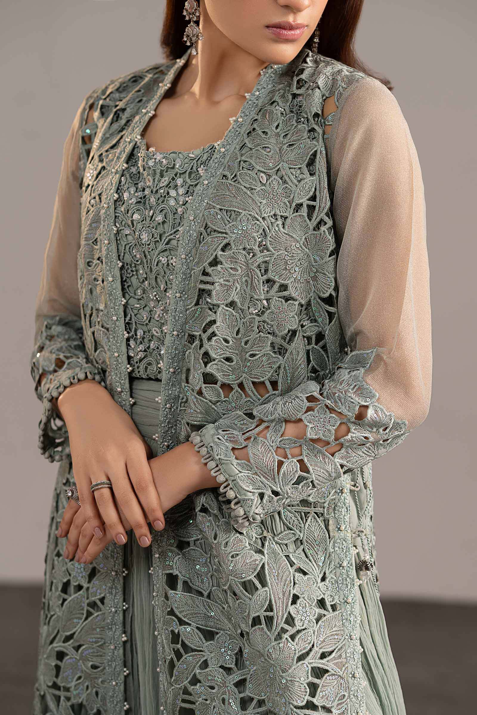 3 Piece Embroidered Zari Organza Suit