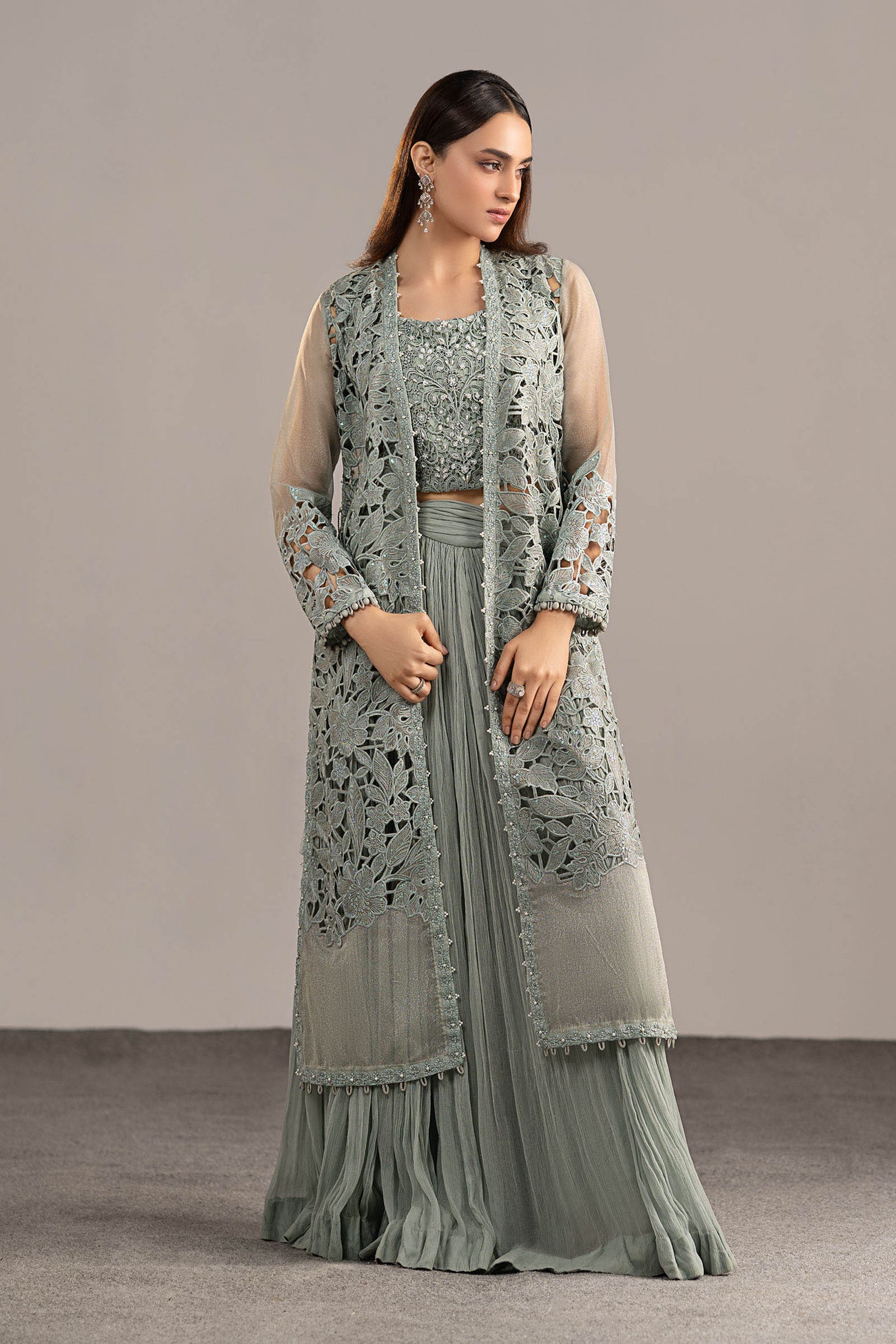 3 Piece Embroidered Zari Organza Suit