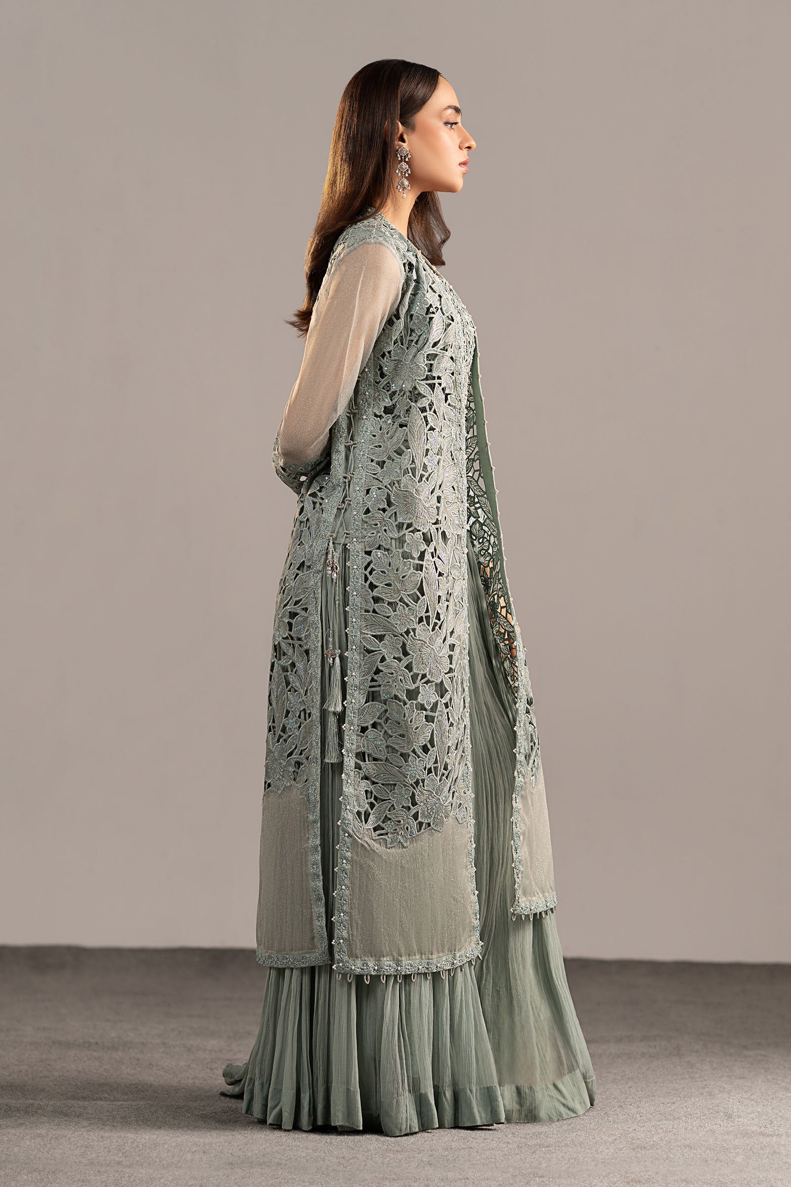3 Piece Embroidered Zari Organza Suit