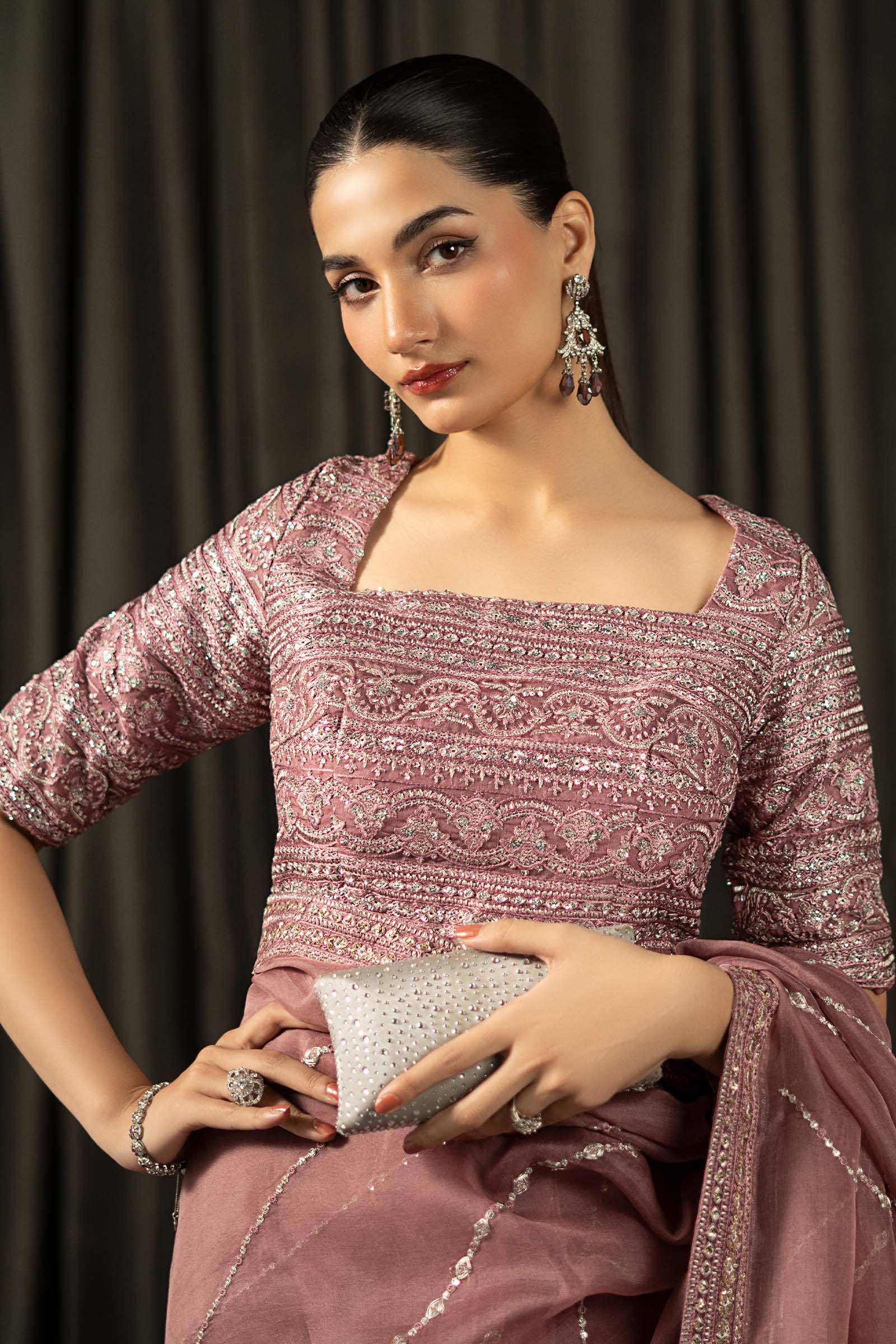 Embroidered Organza Saree