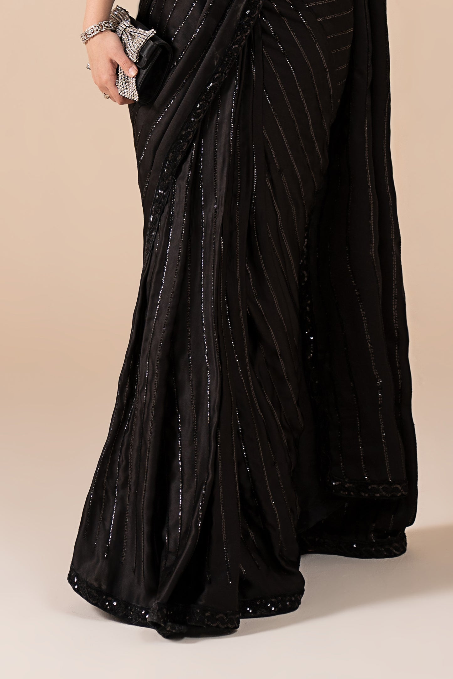 Embroidered Charmeuse Silk Saree