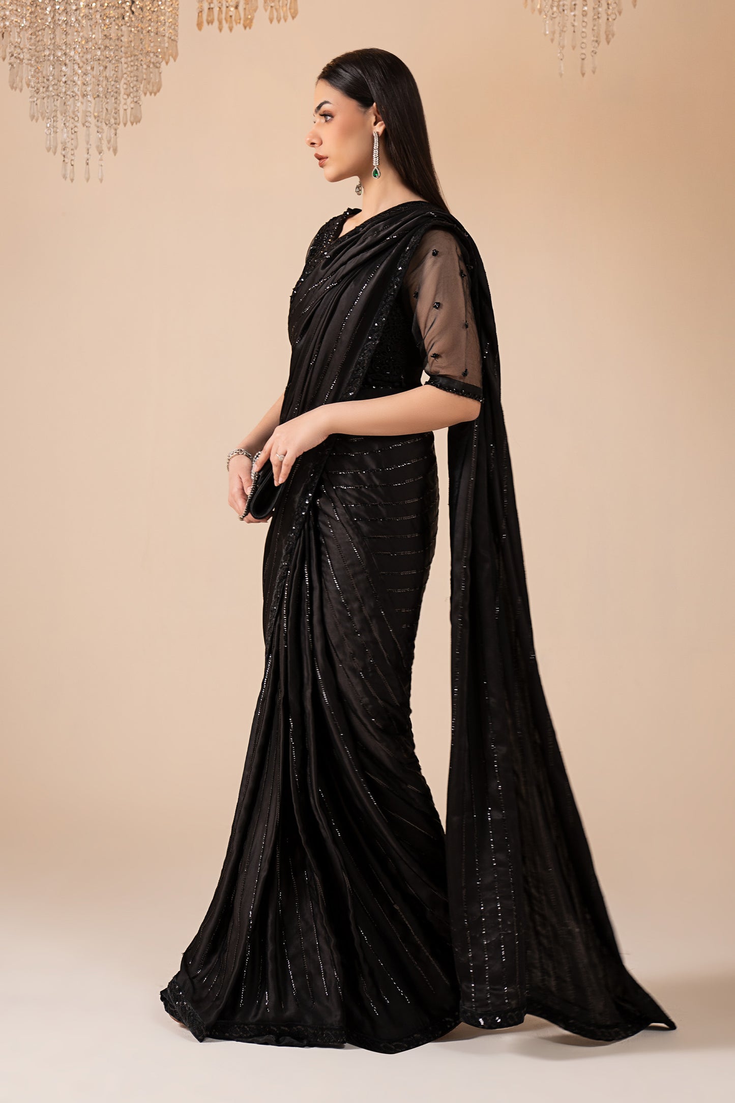 Embroidered Charmeuse Silk Saree