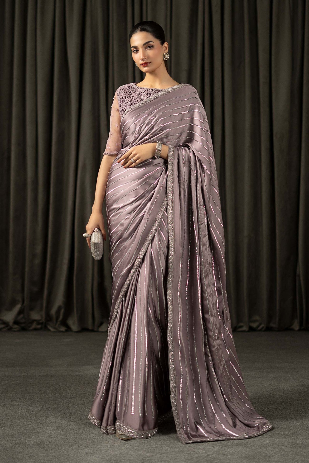 Embroidered Charmeuse Silk Saree