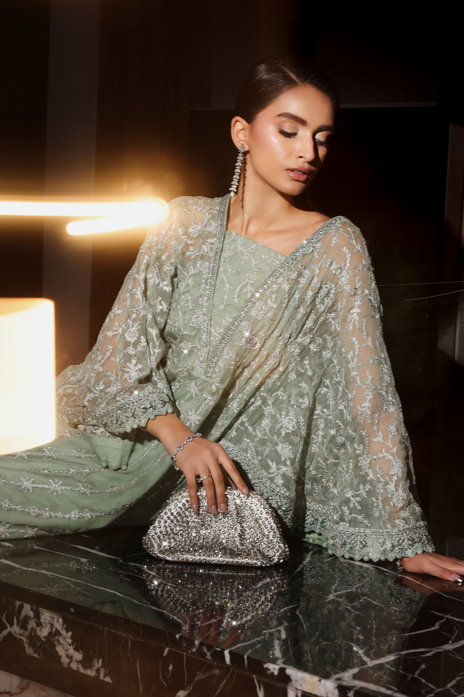 3 Piece Embroidered Bamberg Chiffon Suit