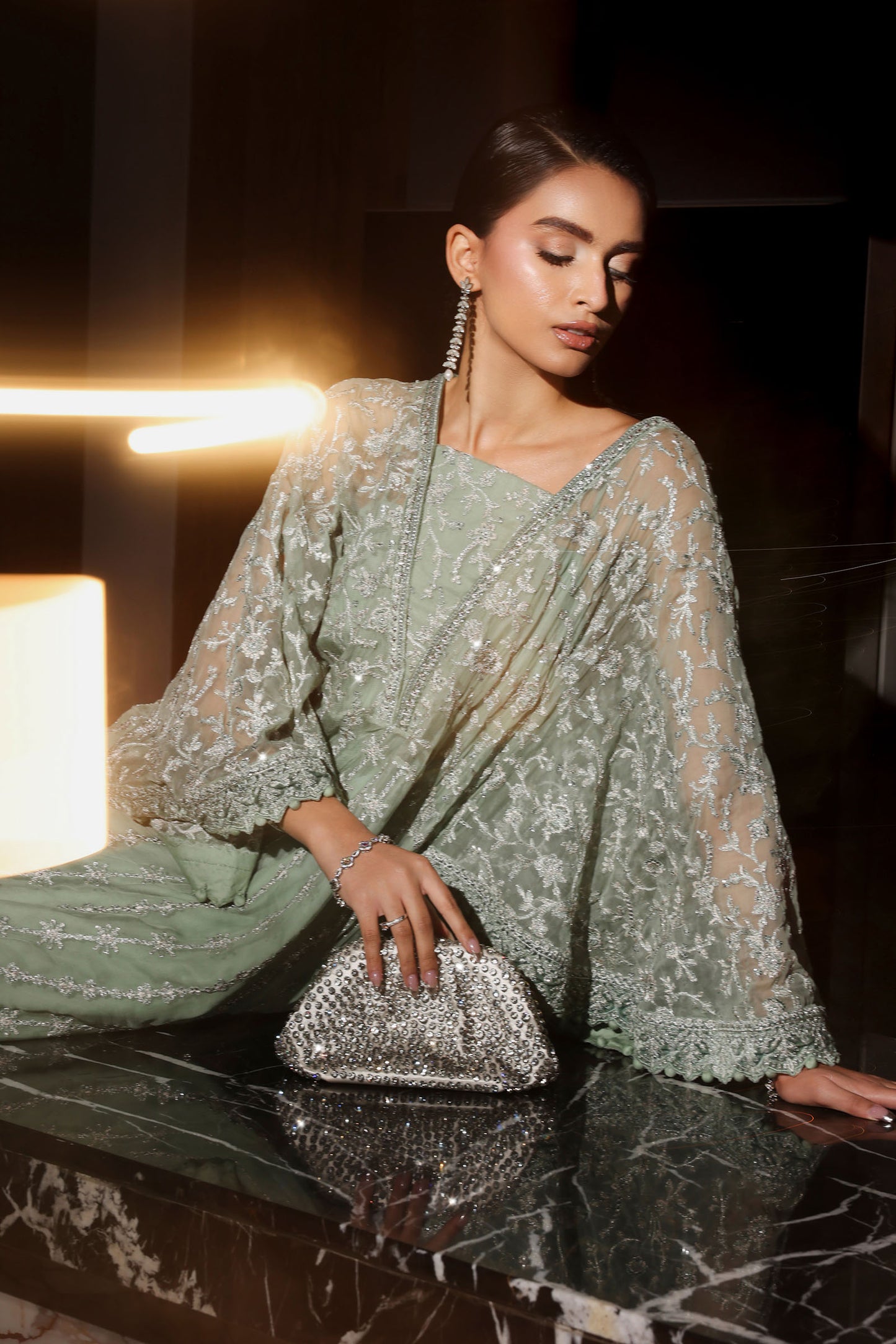 3 Piece Embroidered Bamberg Chiffon Suit