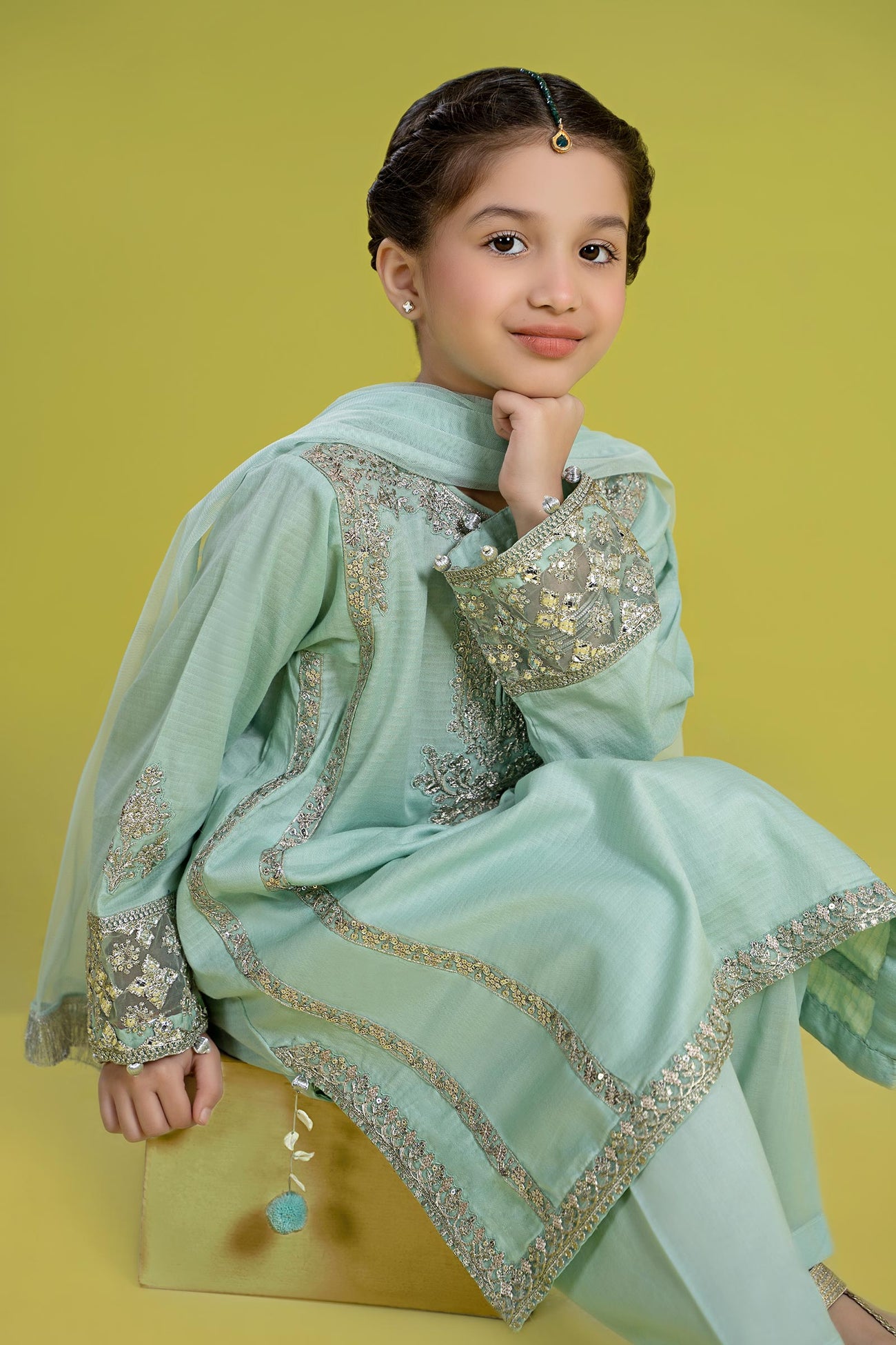 3 Piece Embroidered Dobby Suit