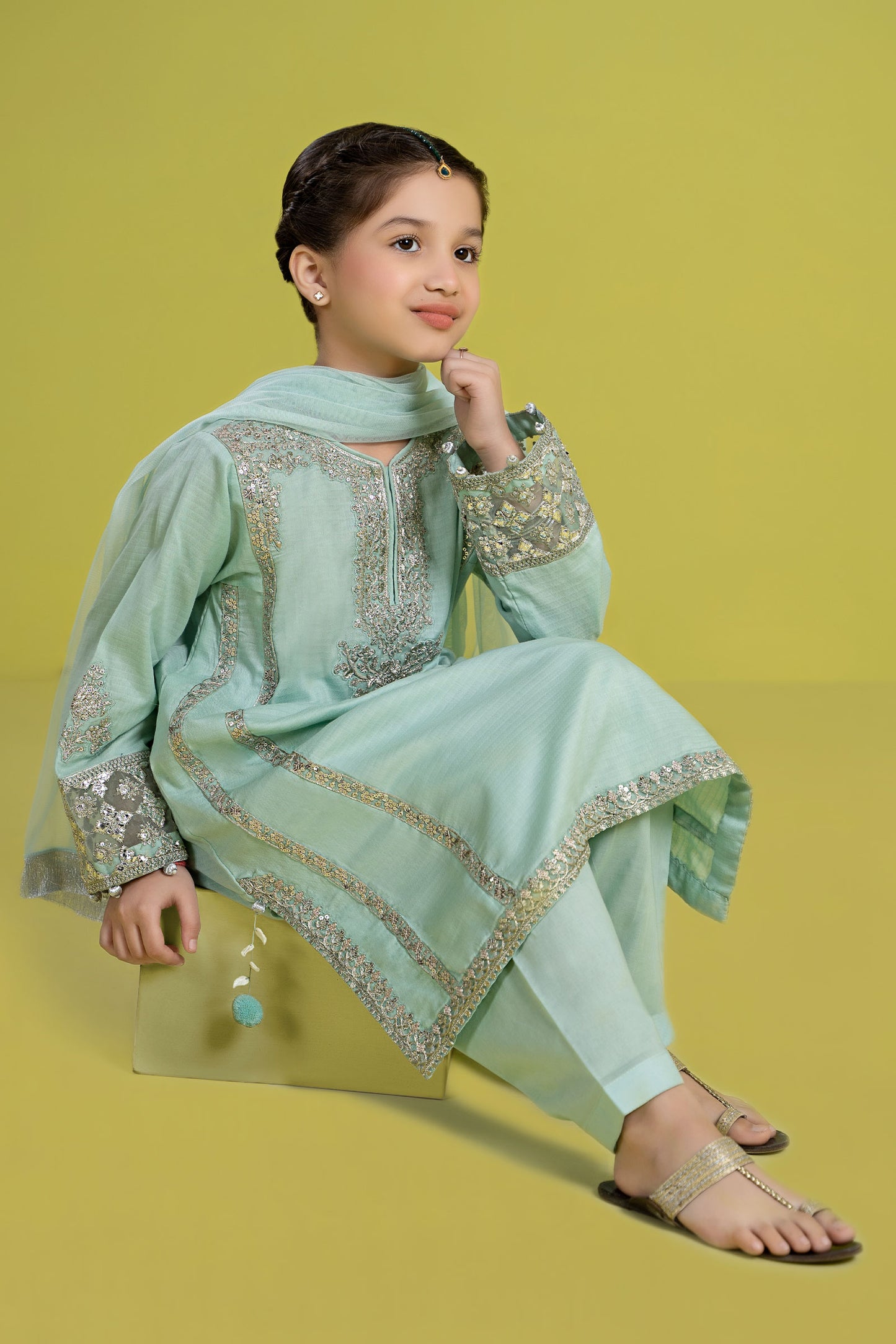 3 Piece Embroidered Dobby Suit