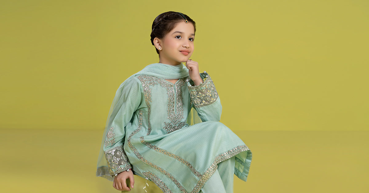 3 Piece Embroidered Dobby Suit