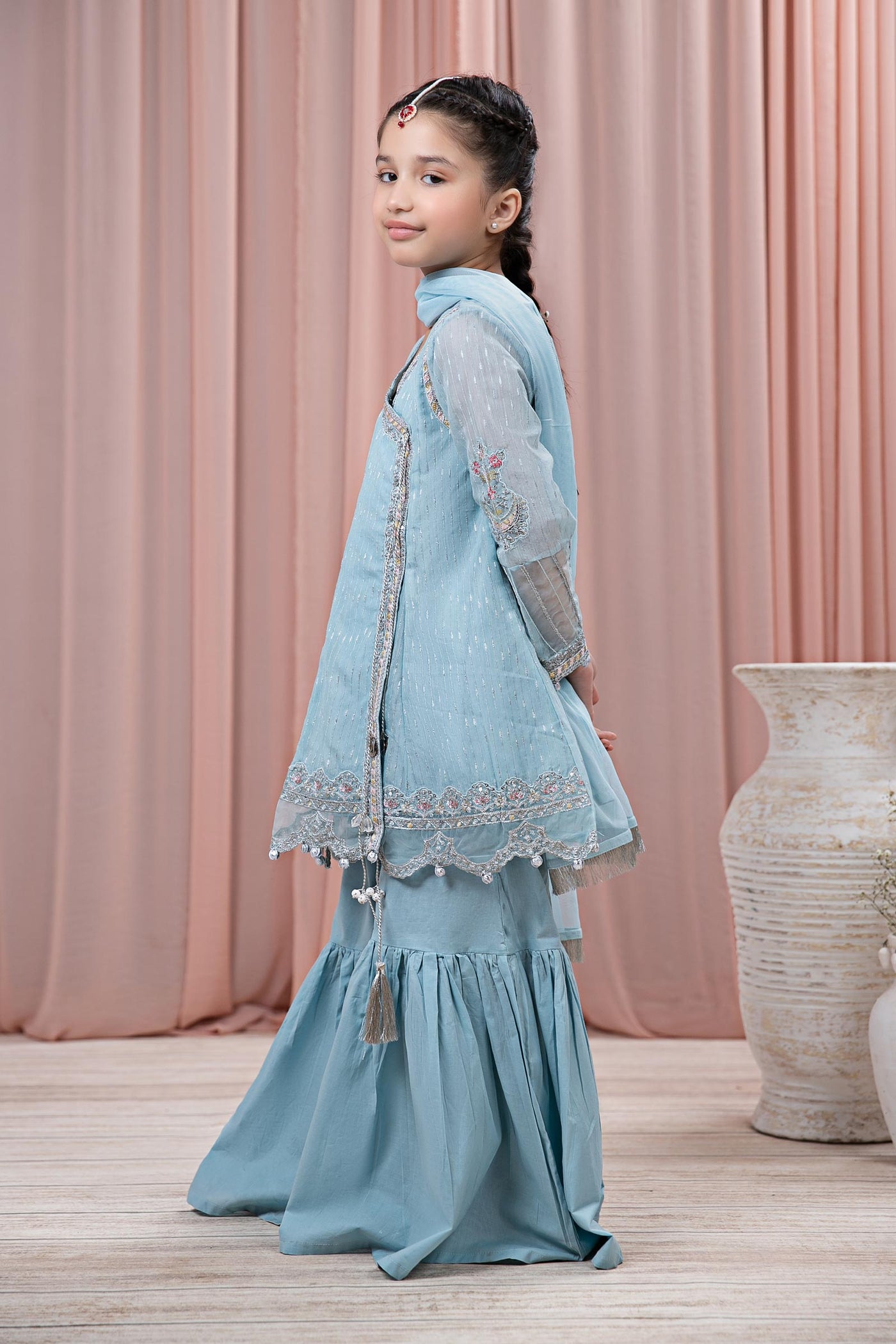 3 Piece Embroidered Cotton Jacquard Zari Suit