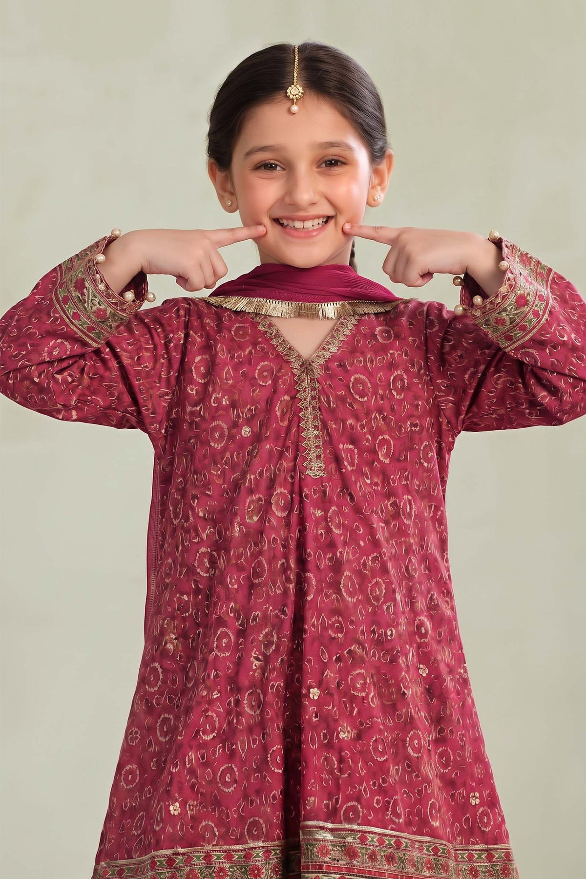 3 Piece Embroidered Raw Silk Suit