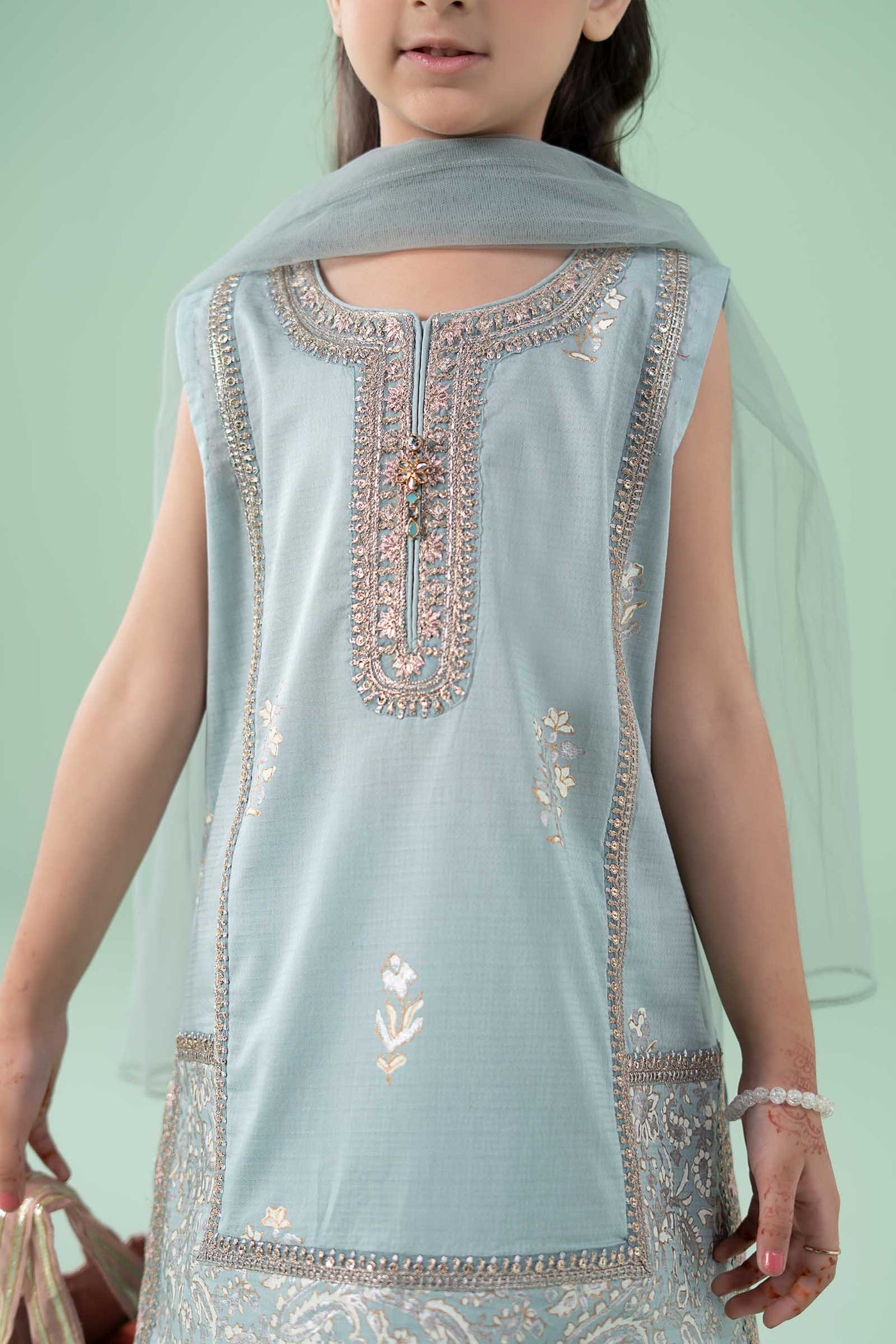 3 Piece Embroidered Dobby Suit