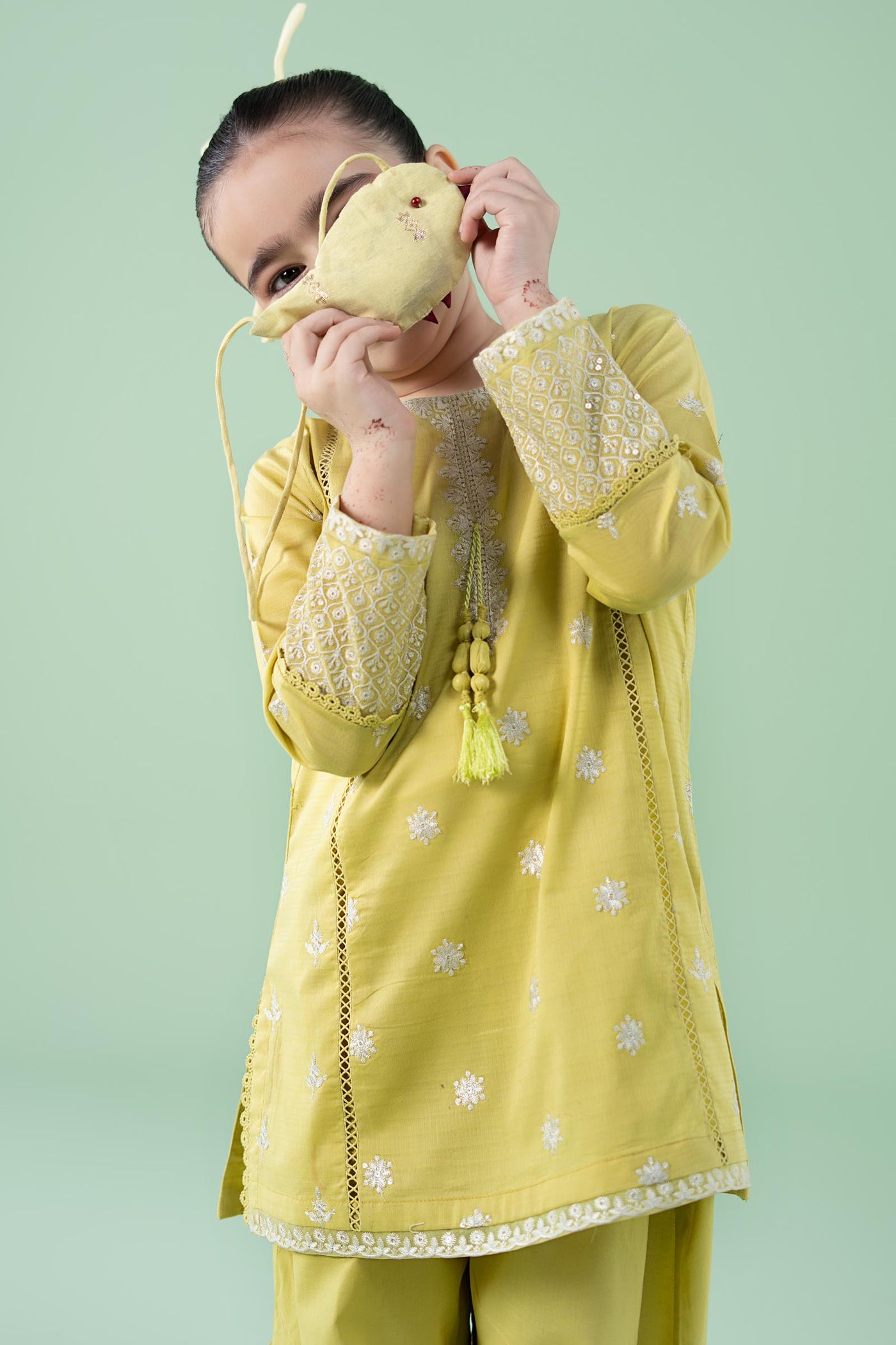 3 Piece Embroidered Dobby Suit