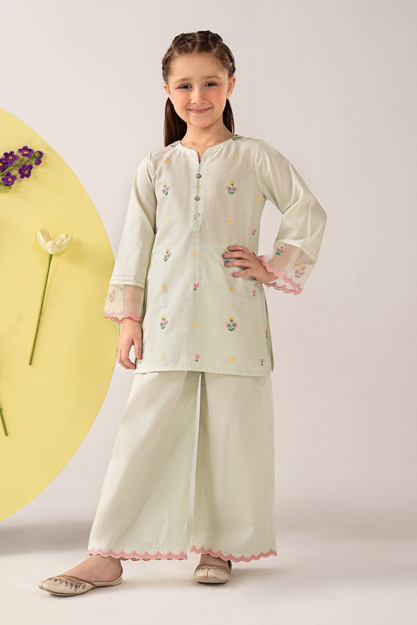 2 Piece Embroidered Dobby Lawn Suit