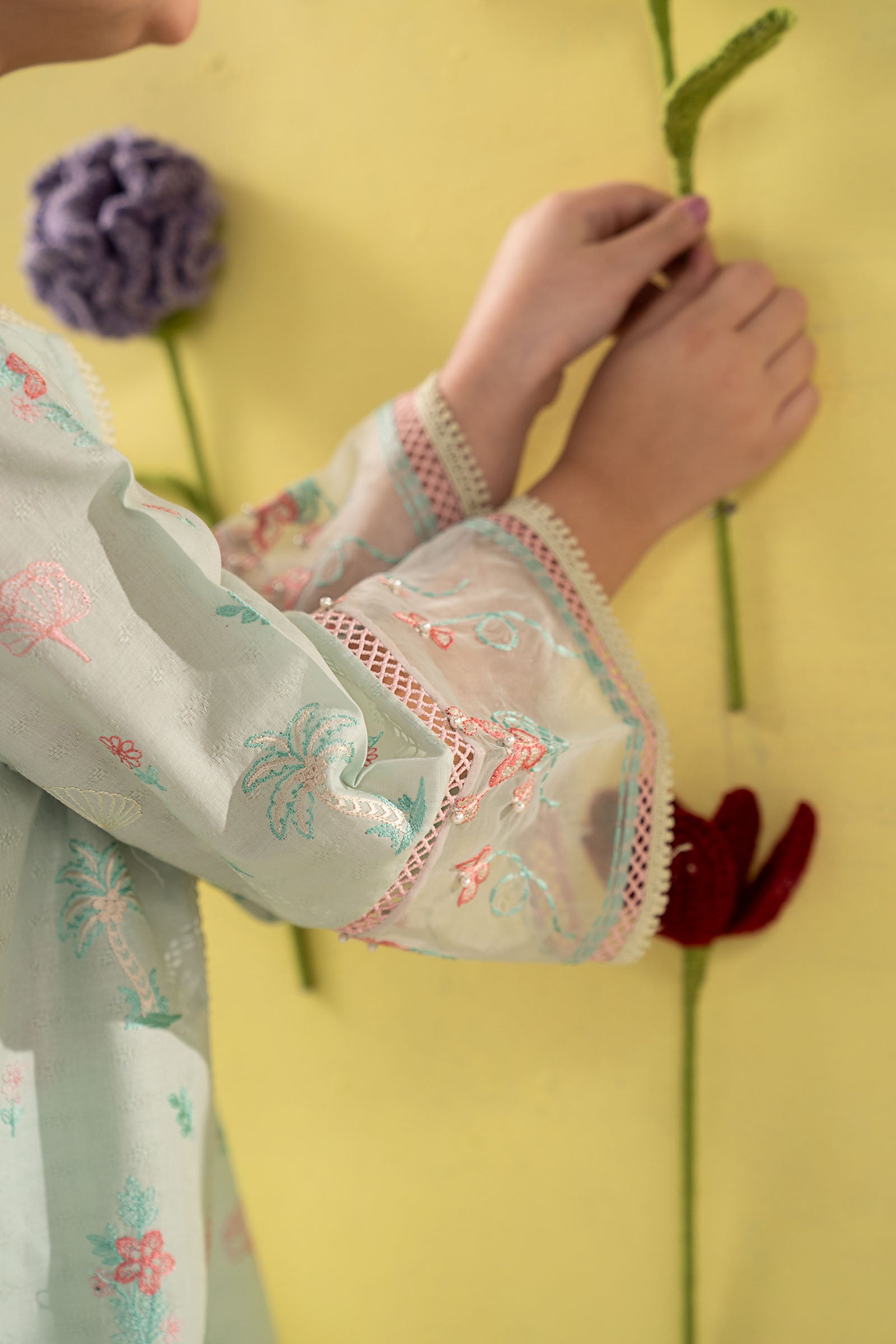 2 Piece Embroidered Dobby Lawn Suit