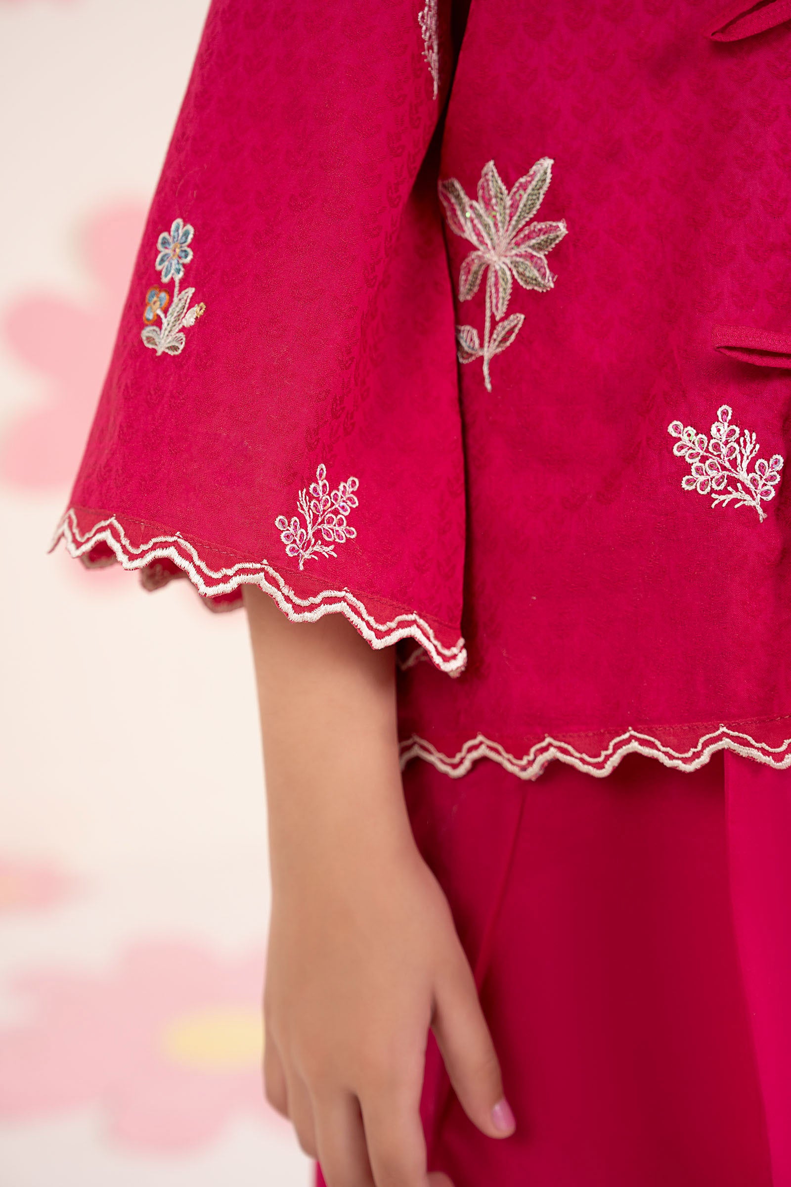 2 Piece Embroidered Dobby Jacquard Suit