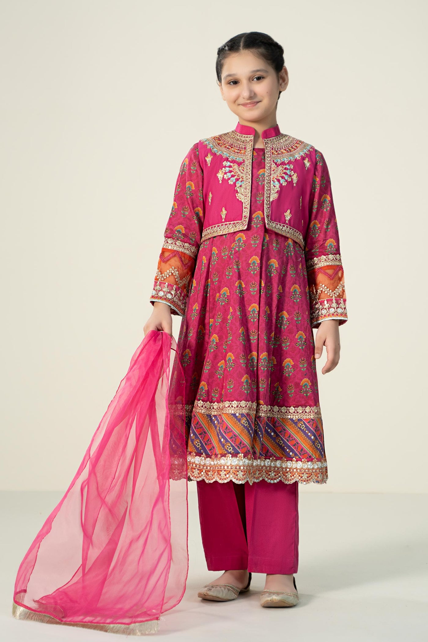 4 Piece Embroidered Frock