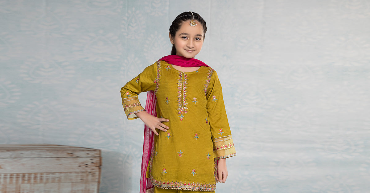 3 Piece Embroidered Dobby Suit