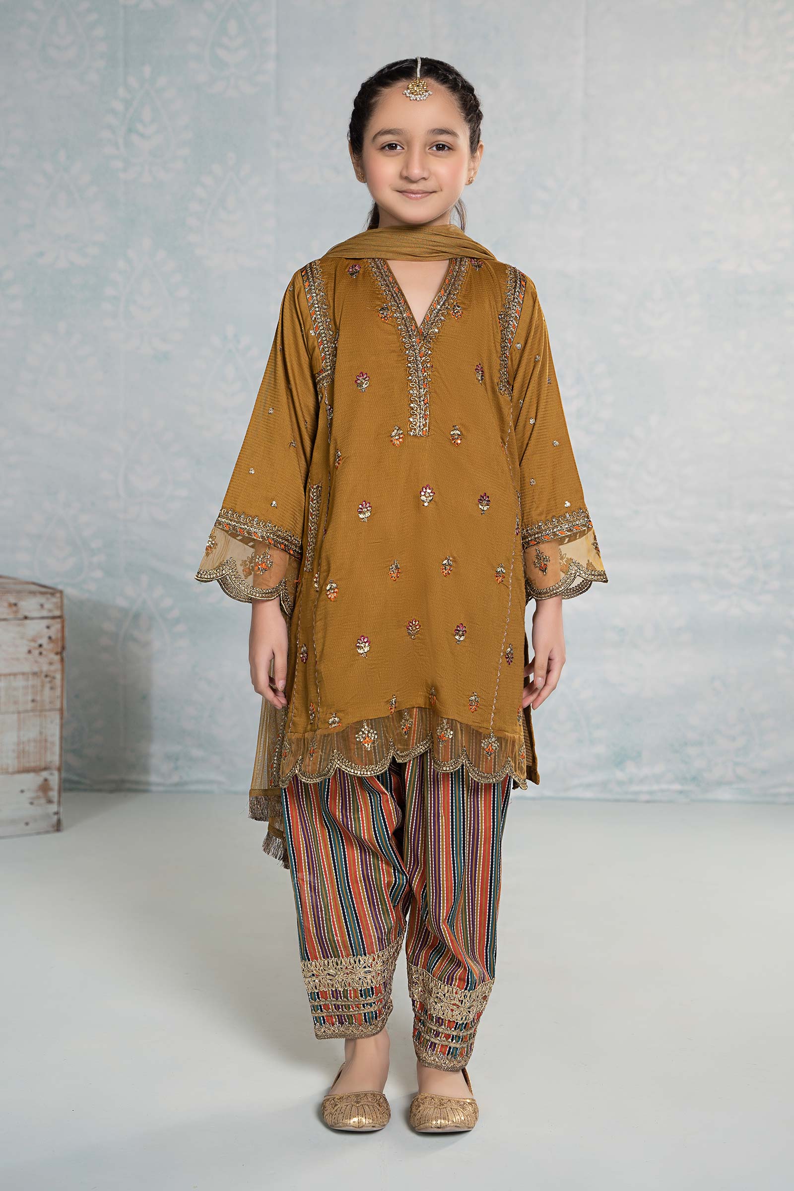 3 Piece Embroidered Dobby Suit