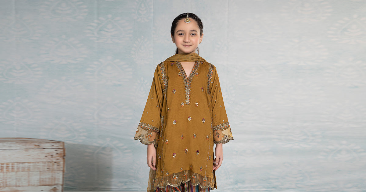 3 Piece Embroidered Dobby Suit