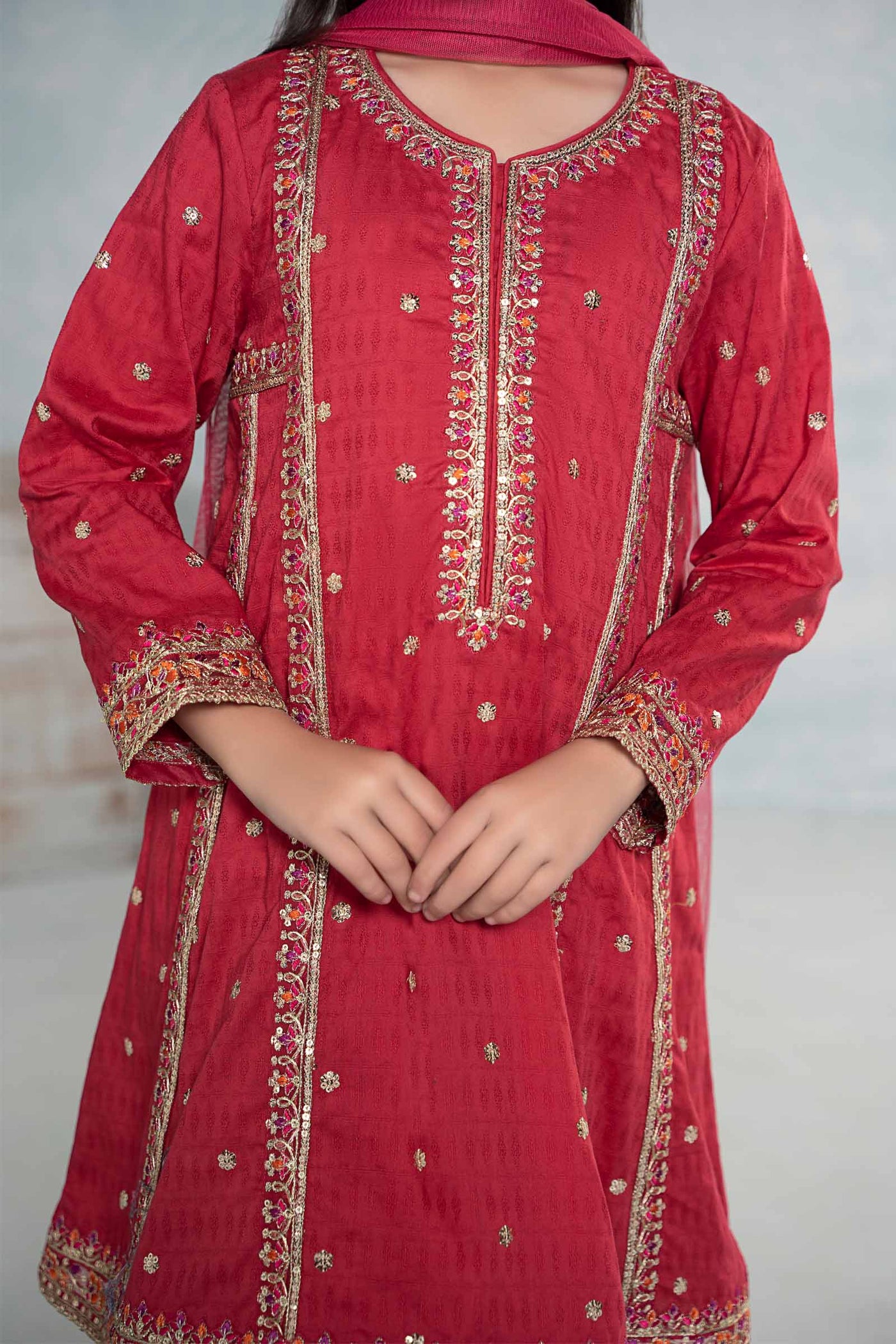 3 Piece Embroidered Dobby Suit | MKD-EF24-10