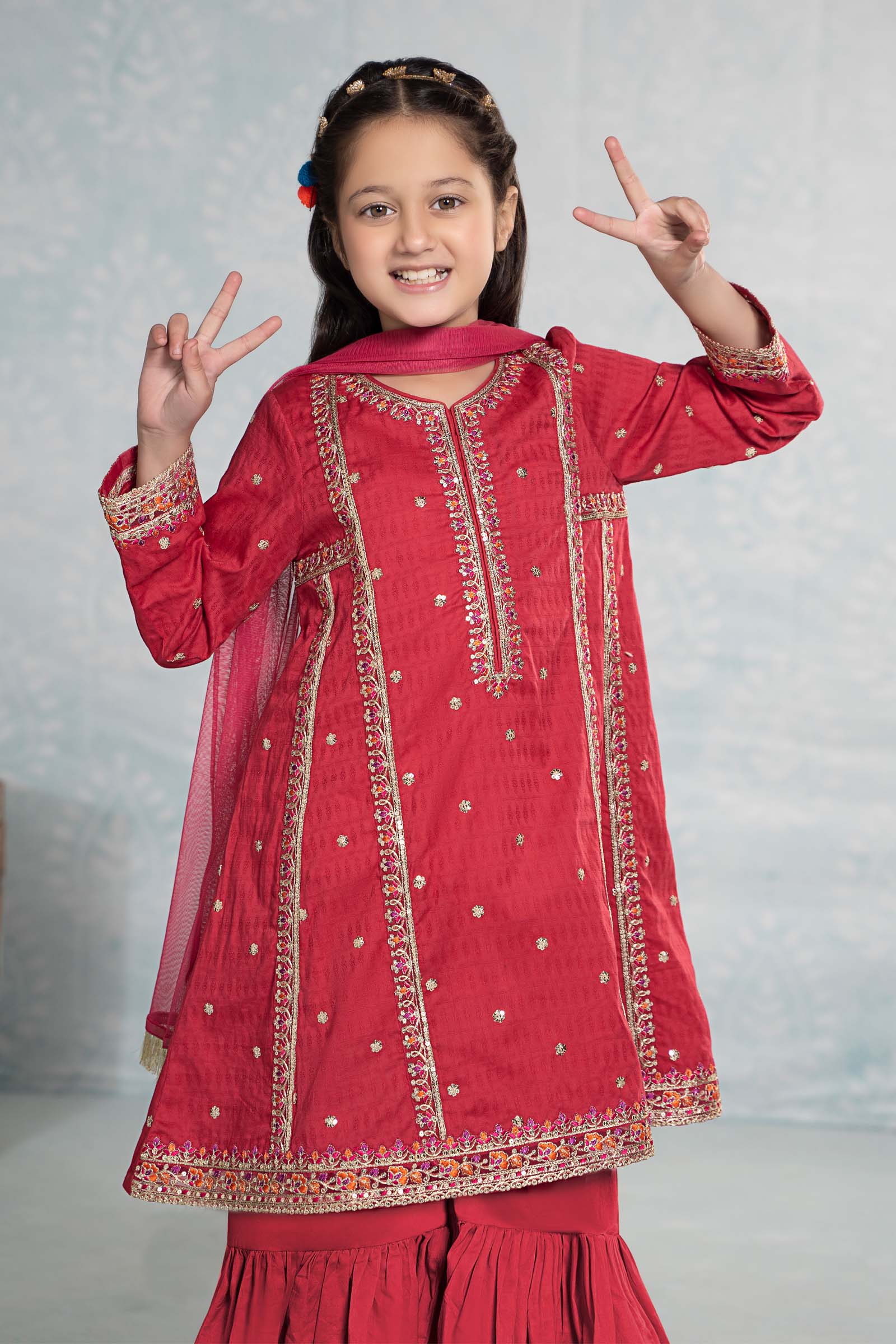 3 Piece Embroidered Dobby Suit