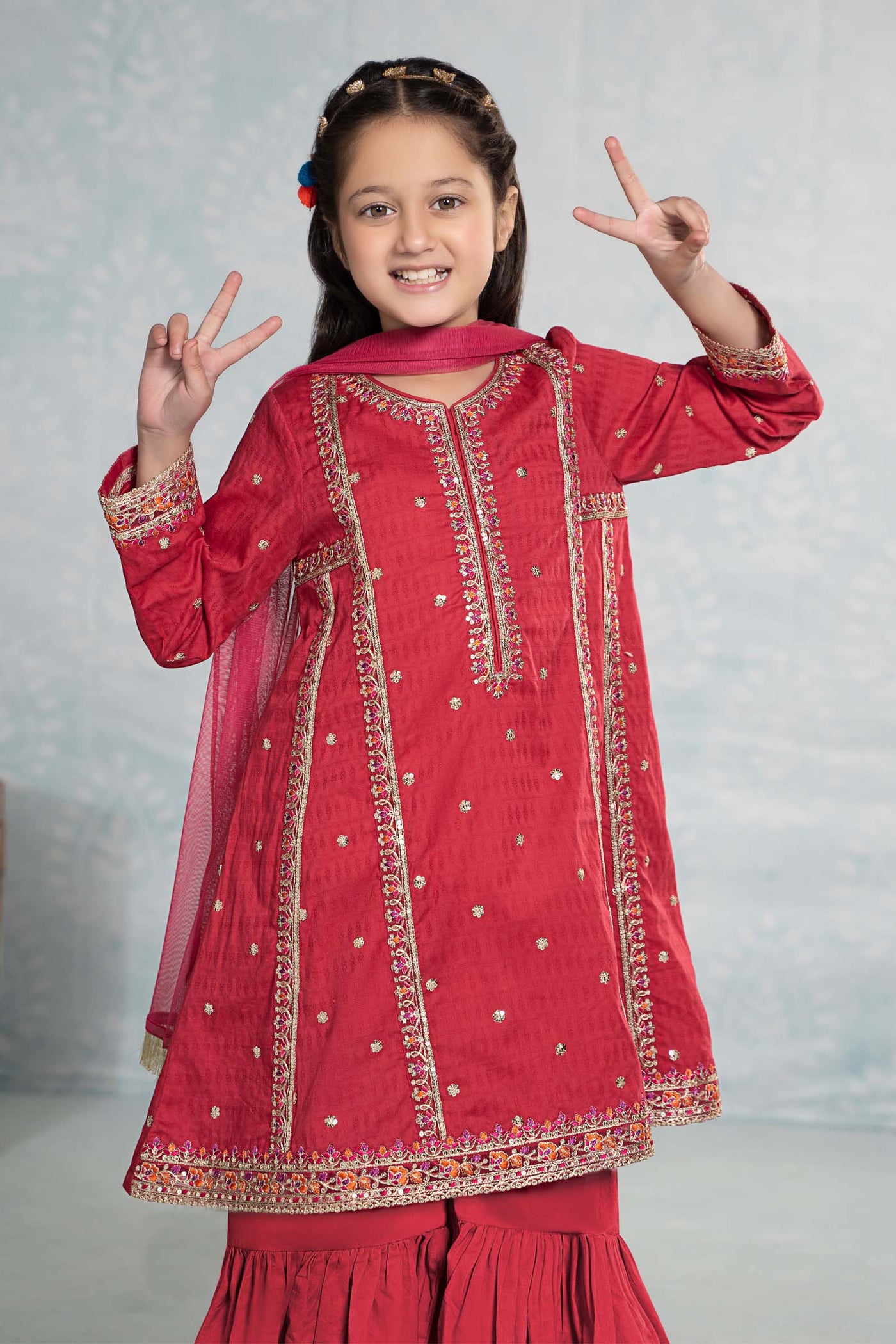 3 Piece Embroidered Dobby Suit | MKD-EF24-10