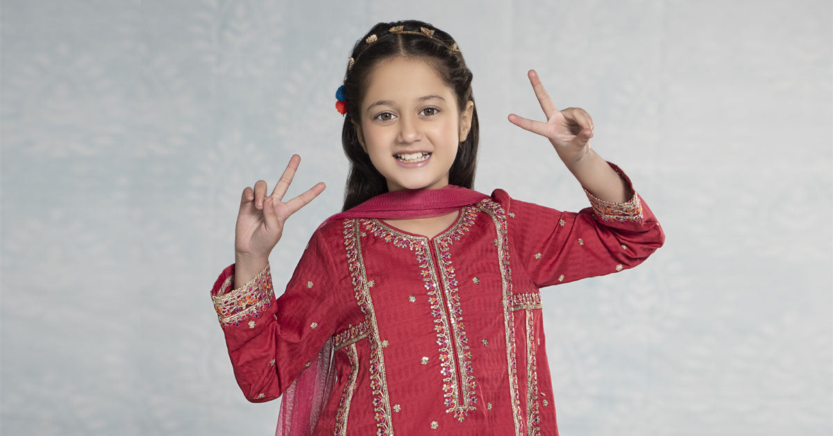 3 Piece Embroidered Dobby Suit | MKD-EF24-10