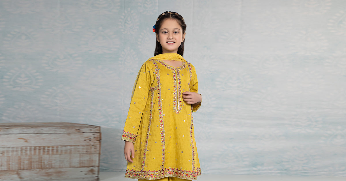 3 Piece Embroidered Dobby Suit