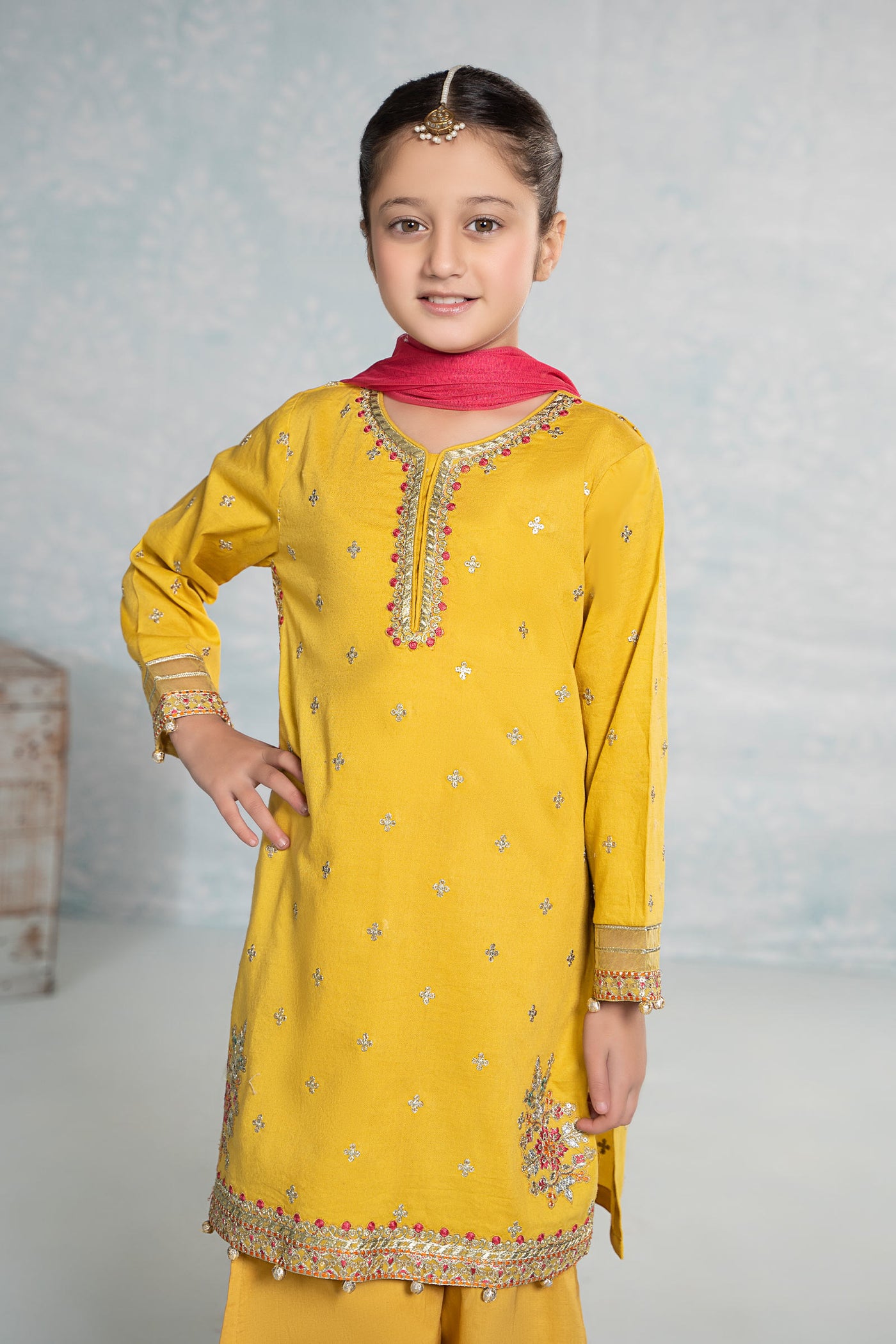 3 Piece Embroidered Dobby Suit