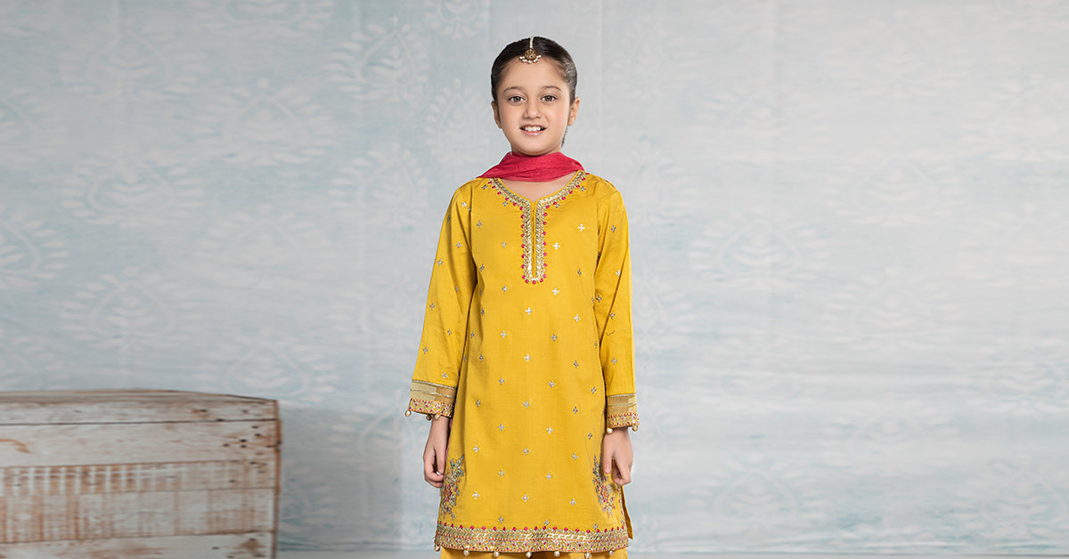 3 Piece Embroidered Dobby Suit