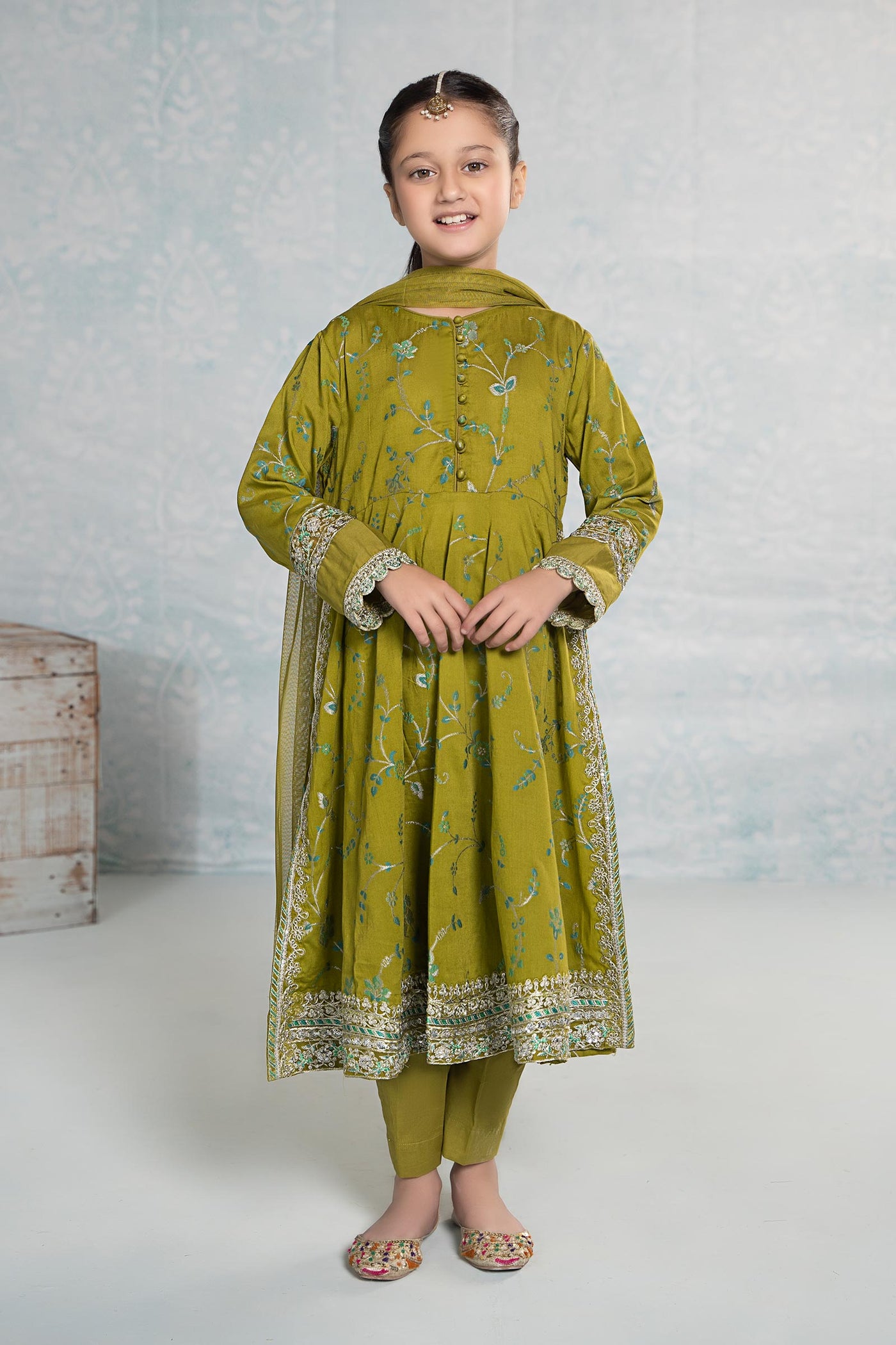 3 Piece Embroidered Jacquard Broshia Suit