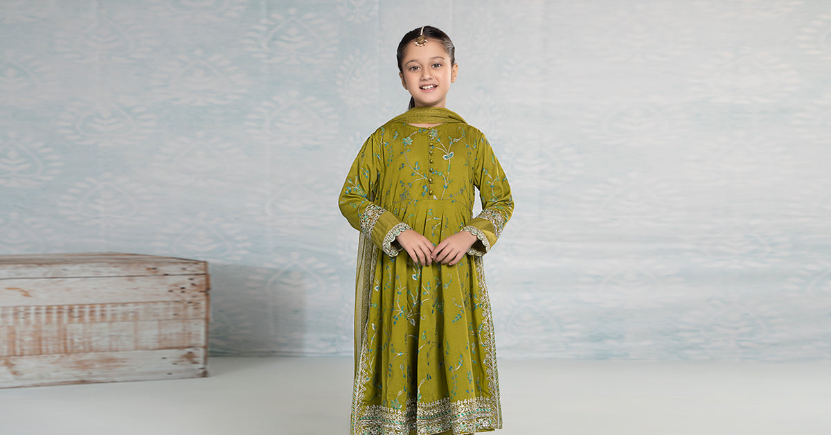 3 Piece Embroidered Jacquard Broshia Suit