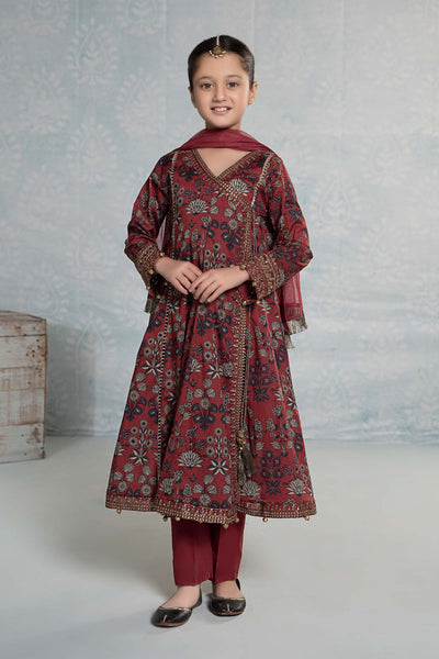 3 PIECE EMBROIDERED LAWN SUIT | MKD-EF24-26 Kids MKD2426-023-RED