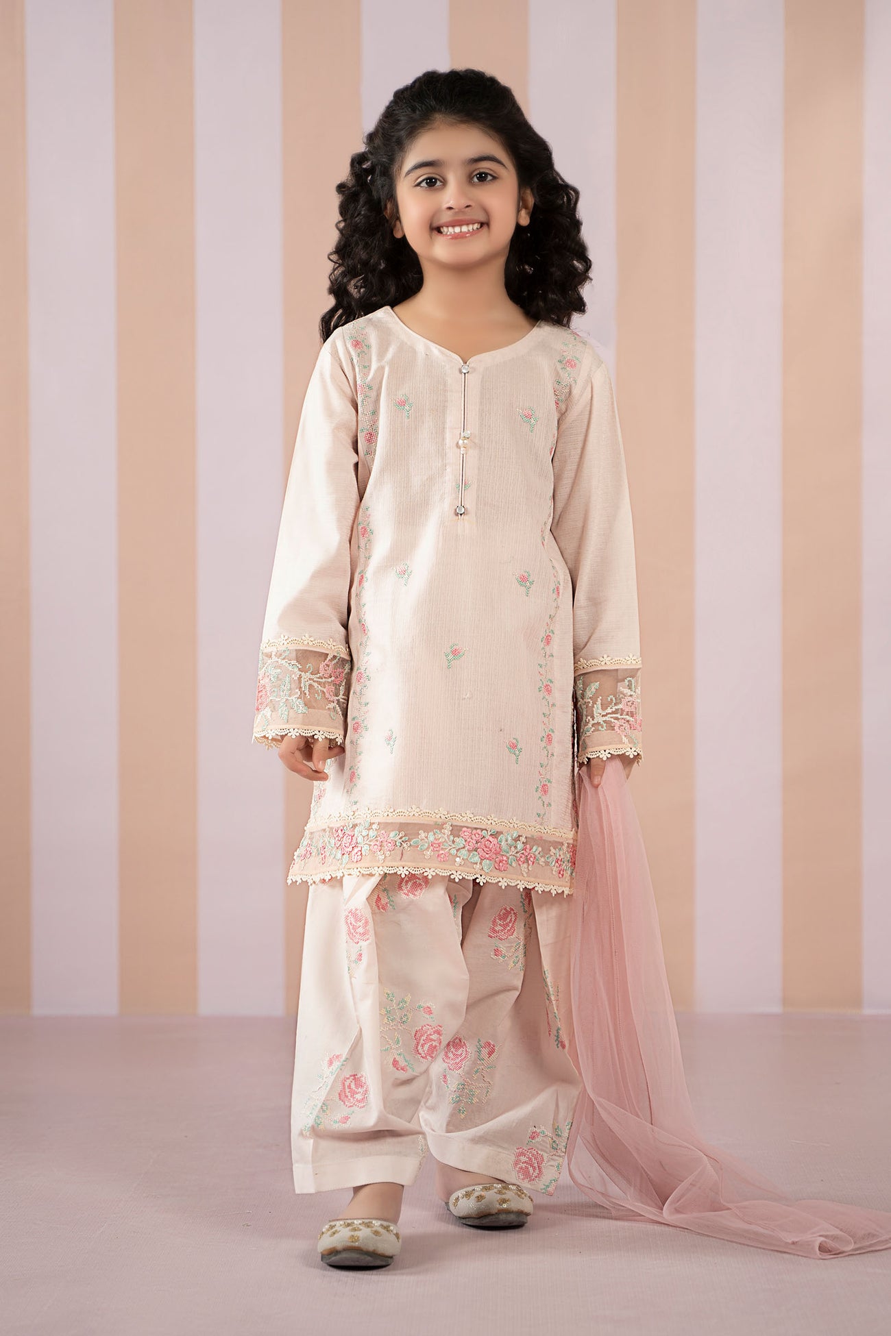 3 Piece Embroidered Dobby Lawn Suit