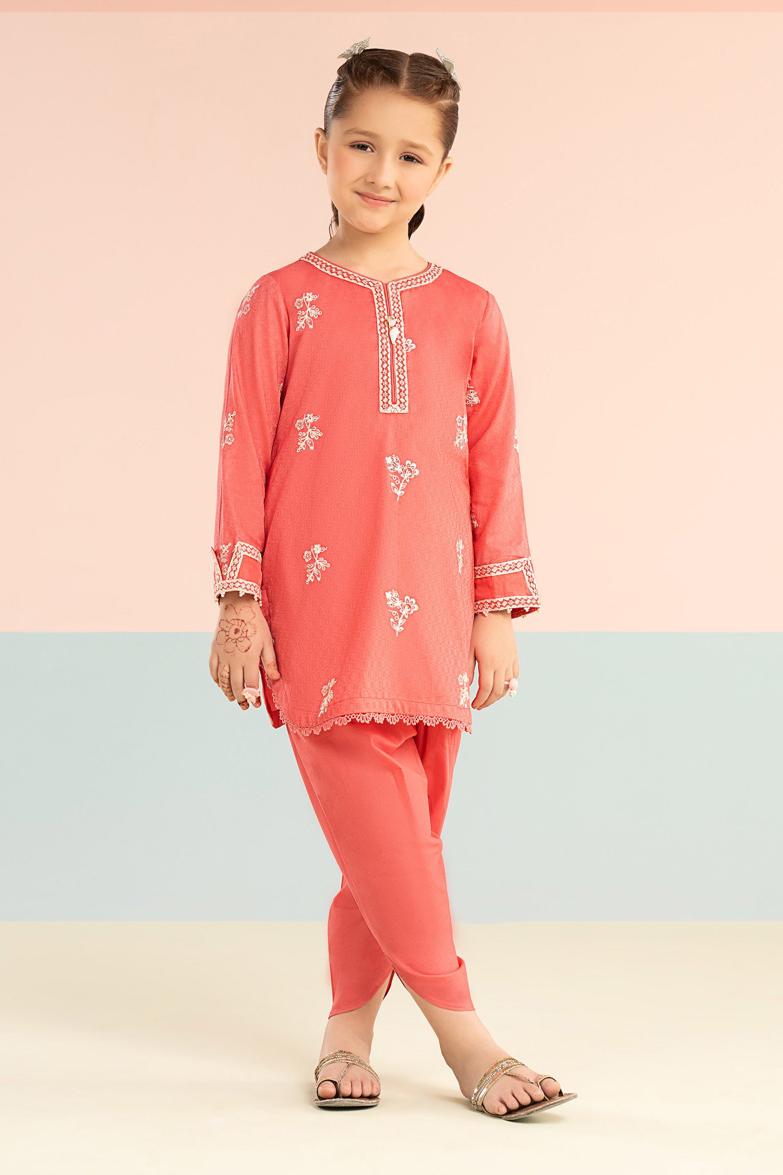 2 Piece Embroidered Dobby Lawn Suit