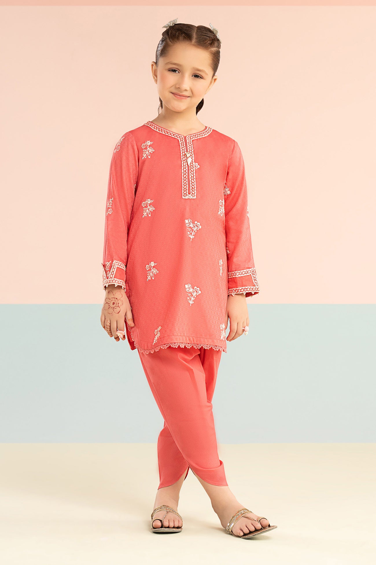 2 Piece Embroidered Dobby Lawn Suit