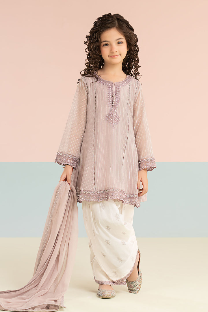 3 Piece Embroidered Striped Lurex Yarn Dyed Suit All Products MDF2613-023-LIA