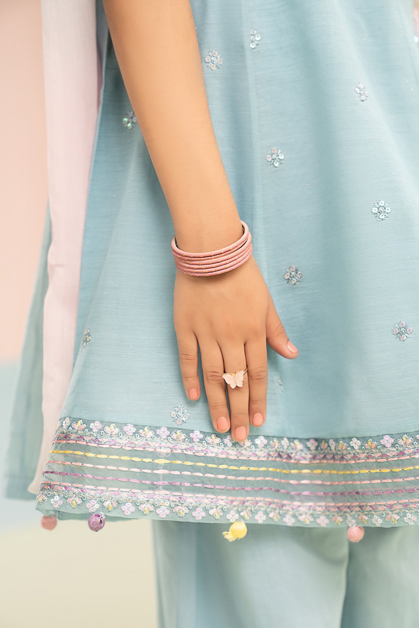 3 Piece Embroidered Paper Cotton Suit