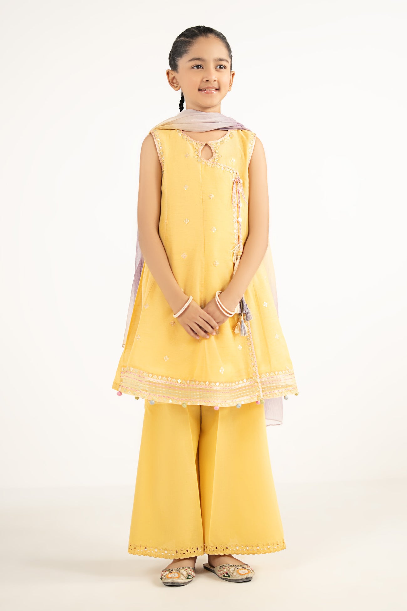 3 Piece Embroidered Paper Cotton Suit