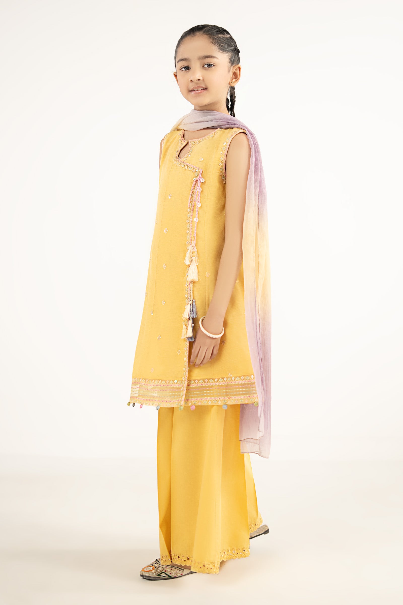 3 Piece Embroidered Paper Cotton Suit