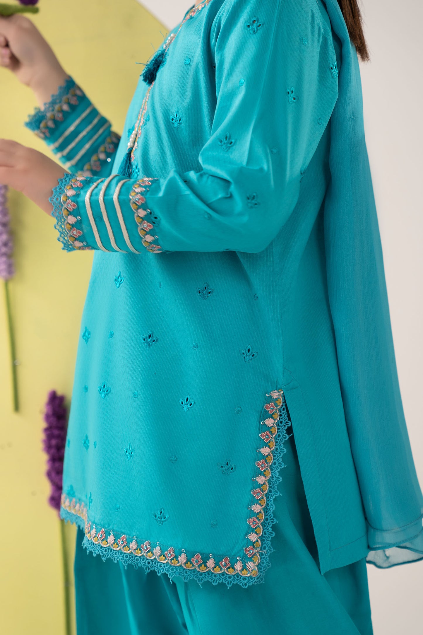 3 Piece Embroidered Dobby Lawn Suit